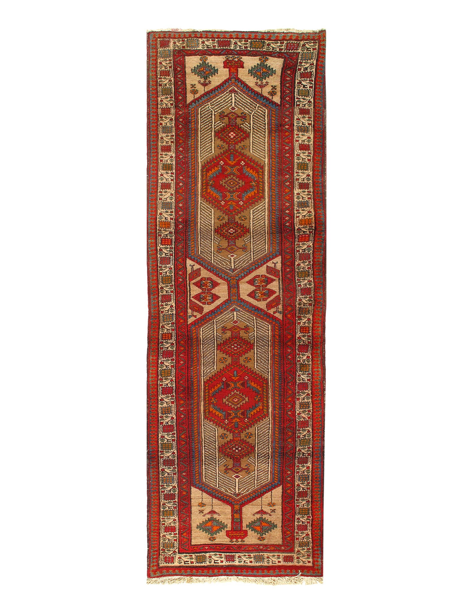 Beige Fine Hand Knotted Antique Serab Runner 3'2'' X 10': Beige Fine Hand Knotted Antique Serab Runner 3'2'' X 10' - Late 19th Century, Sarab, Hand-Knotted, Lamb's Wool, 300 -D08645- 862.This item is part of our fine auction collection which includes many