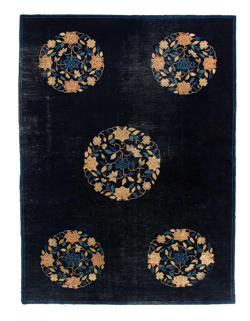 Navy Blue Antique chinese Peking 6'7"X 9': Navy Blue Antique chinese Peking 6'7"X 9' - CORCA 1900, Peking, Hand-Knotted, Lamb's Wool, 300 -D15028- 862.This item is part of our fine auction collection which includes many fine home accessories i
