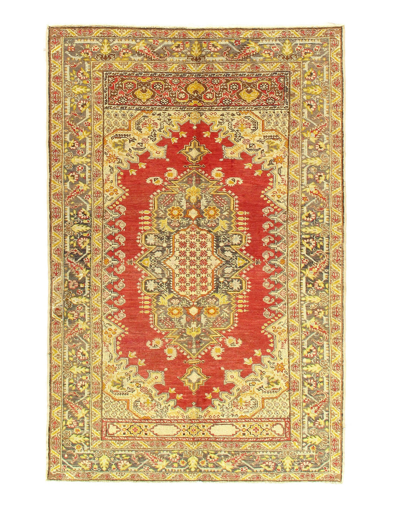 Rust Antique Oushak 4'3 X 6'8": Rust Antique Oushak 4'3 X 6'8" - circa 1940, Oushak, Hand-Knotted, Lamb's Wool, 300 -D08025- 862.This item is part of our fine auction collection which includes many fine home accessories including