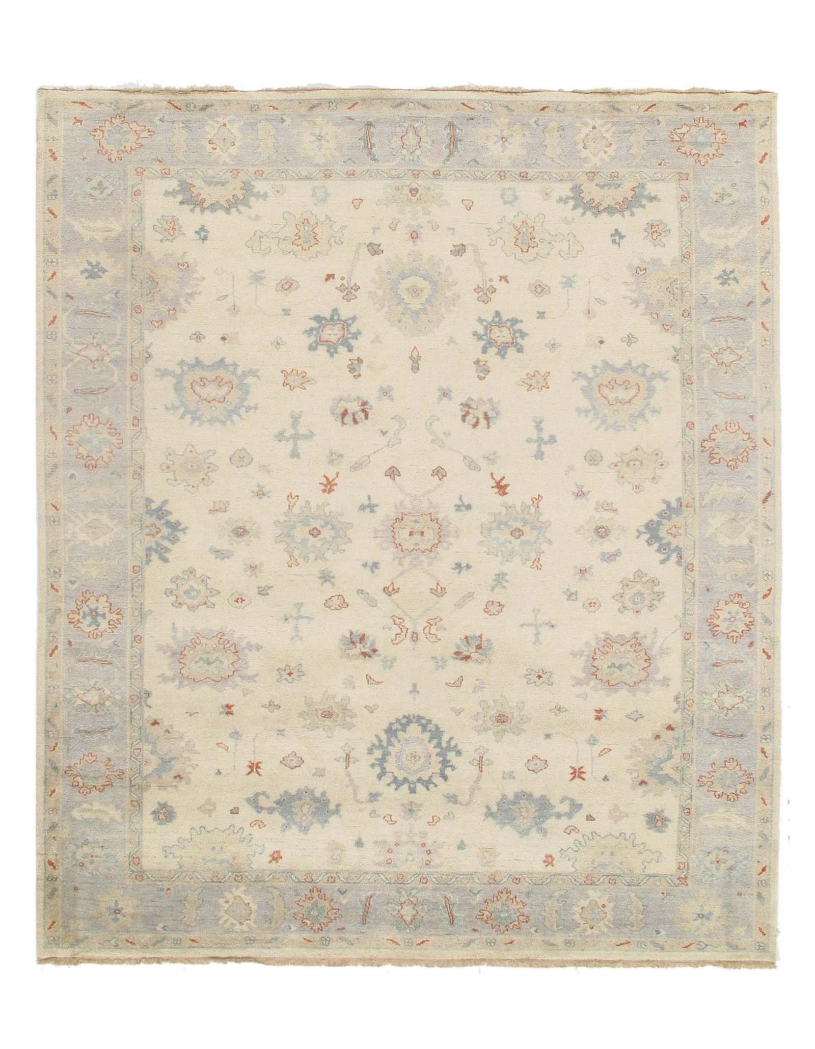 Ivory Original Oushak Design 9'3'' X 11': Ivory Original Oushak Design 9'3'' X 11' - New, Oushak, Hand-Knotted, Lamb's Wool, 300 -D09163- 862.This item is part of our fine auction collection which includes many fine home accessories