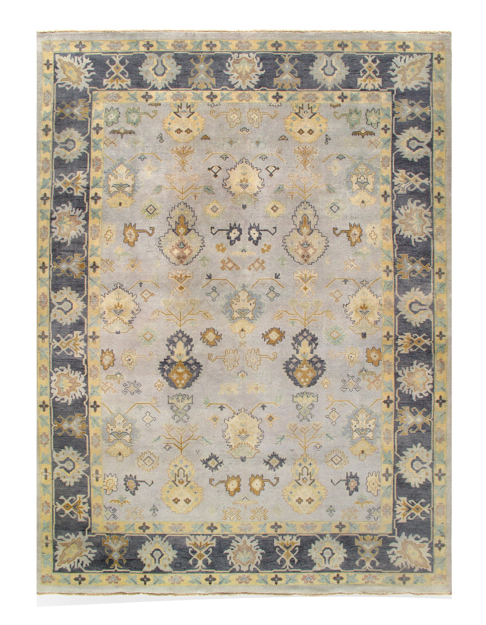 Silver Color Hand knotted Oushak 10' X 14': Silver Color Hand knotted Oushak 10' X 14' - New, Oushak, Hand-Knotted, Lamb's Wool, 300 -D10971- 862.This item is part of our fine auction collection which includes many fine home accessories includi