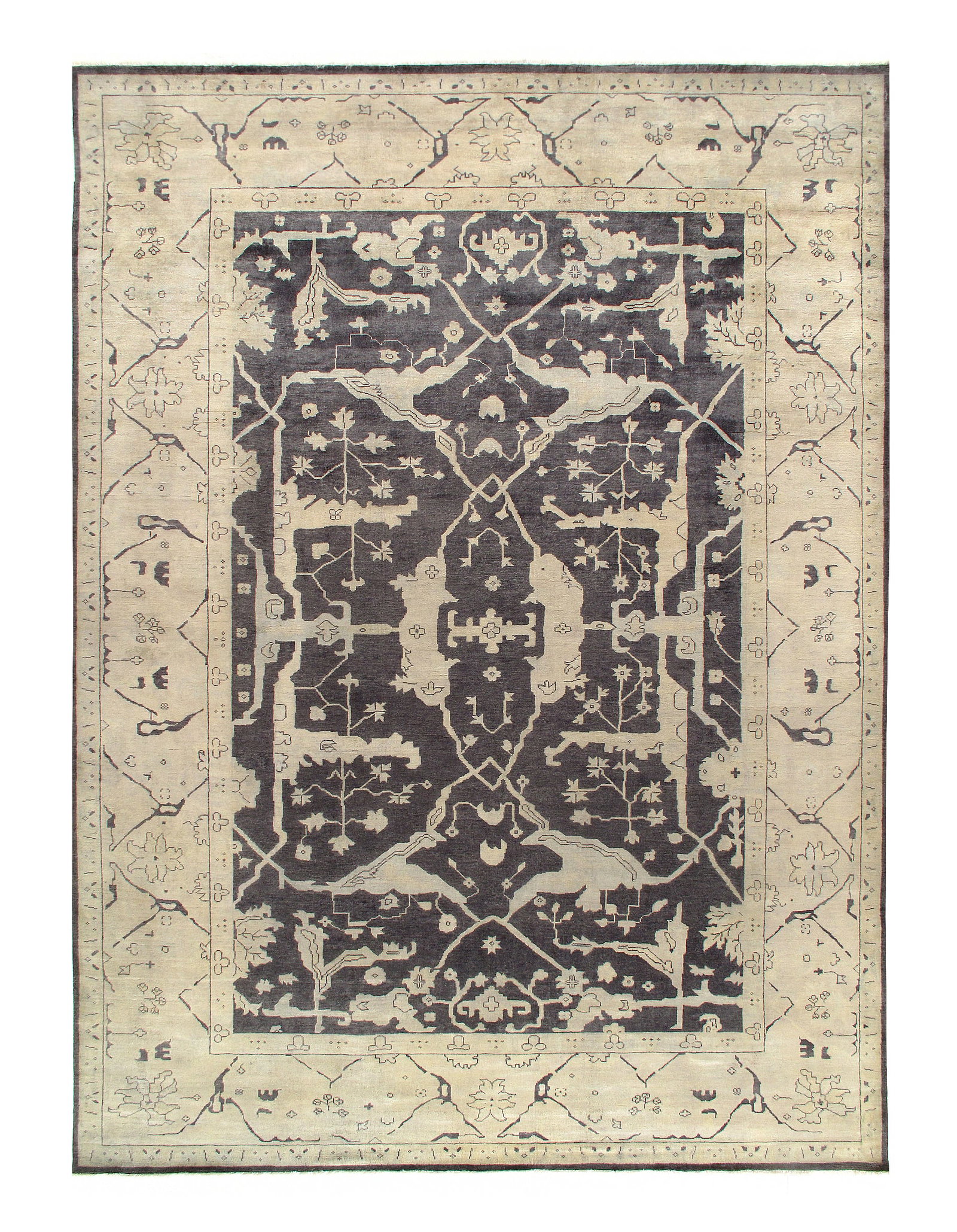 Gray Fine Hand Knotted Oushak 10' x 14': Gray Fine Hand Knotted Oushak 10' x 14' - New, Oushak, Hand-Knotted, Lamb's Wool, 300 -D10976- 862.This item is part of our fine auction collection which includes many fine home accessories including 