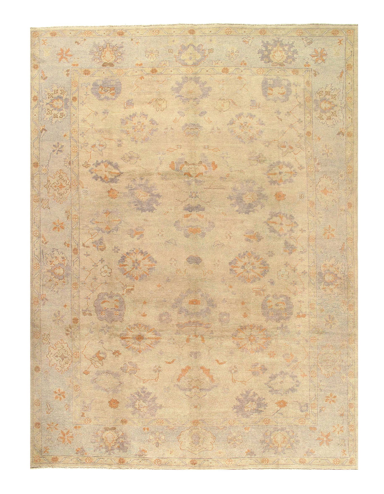 Turkish Oushak Hand-Knotted Wool Ivory Area Rug - 10' x 13' (1 of 10)