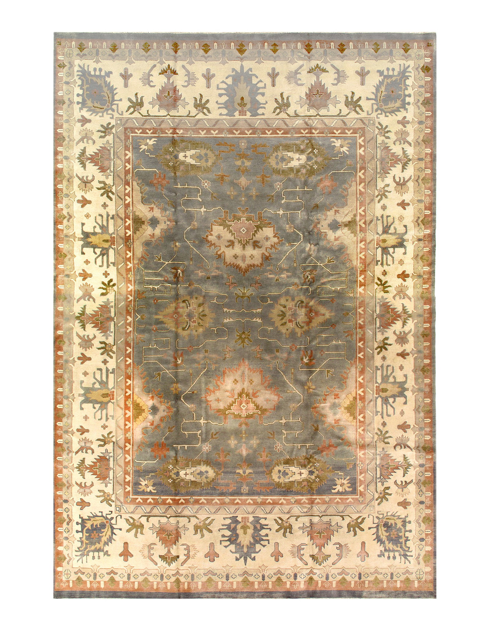 Gray Color Fine Hand Knotted Oushak Rug 12' X 18' (1 of 10)