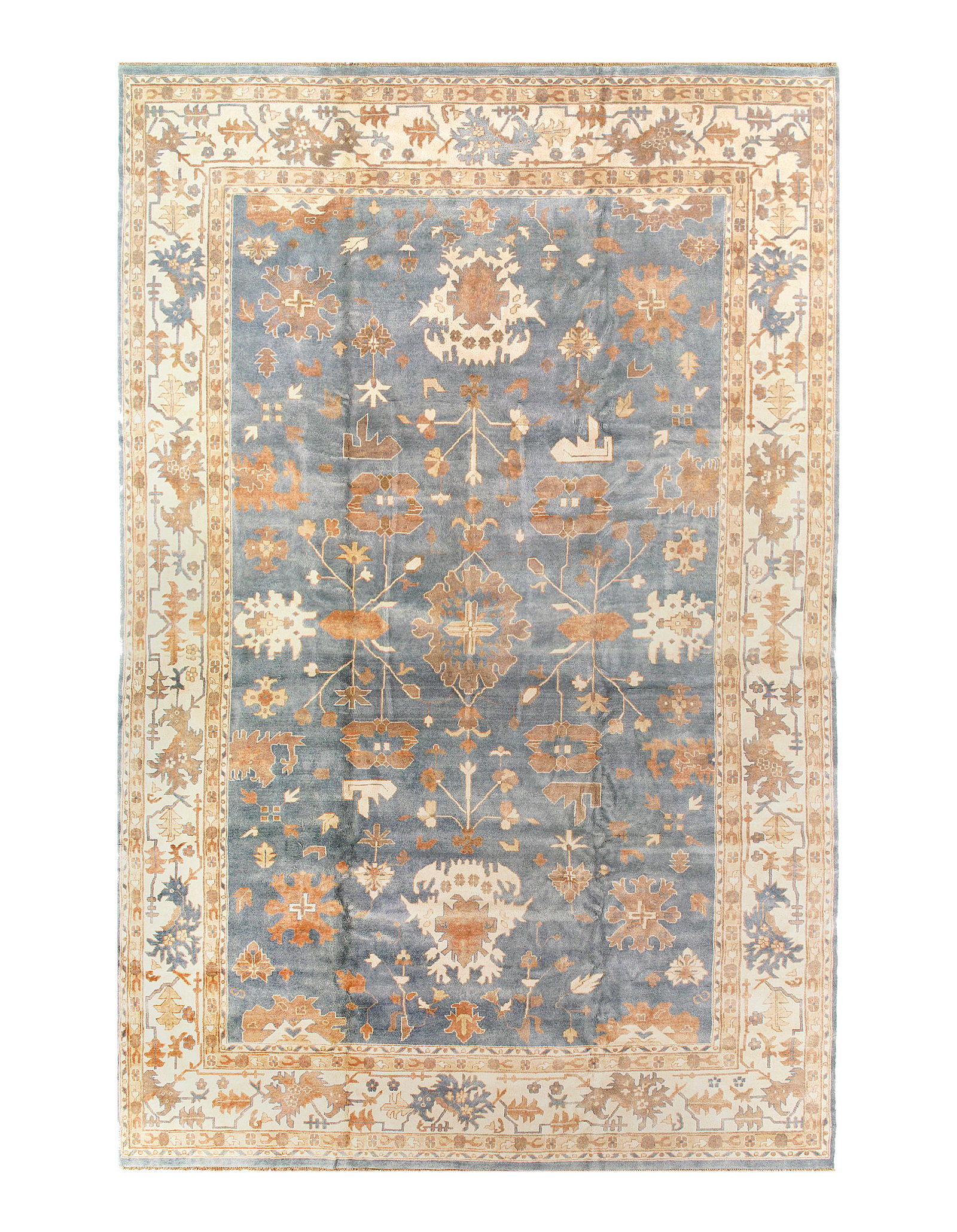 L Blue Color Fine Hand Knotted Oushak Rug 12' X 18' (1 of 10)