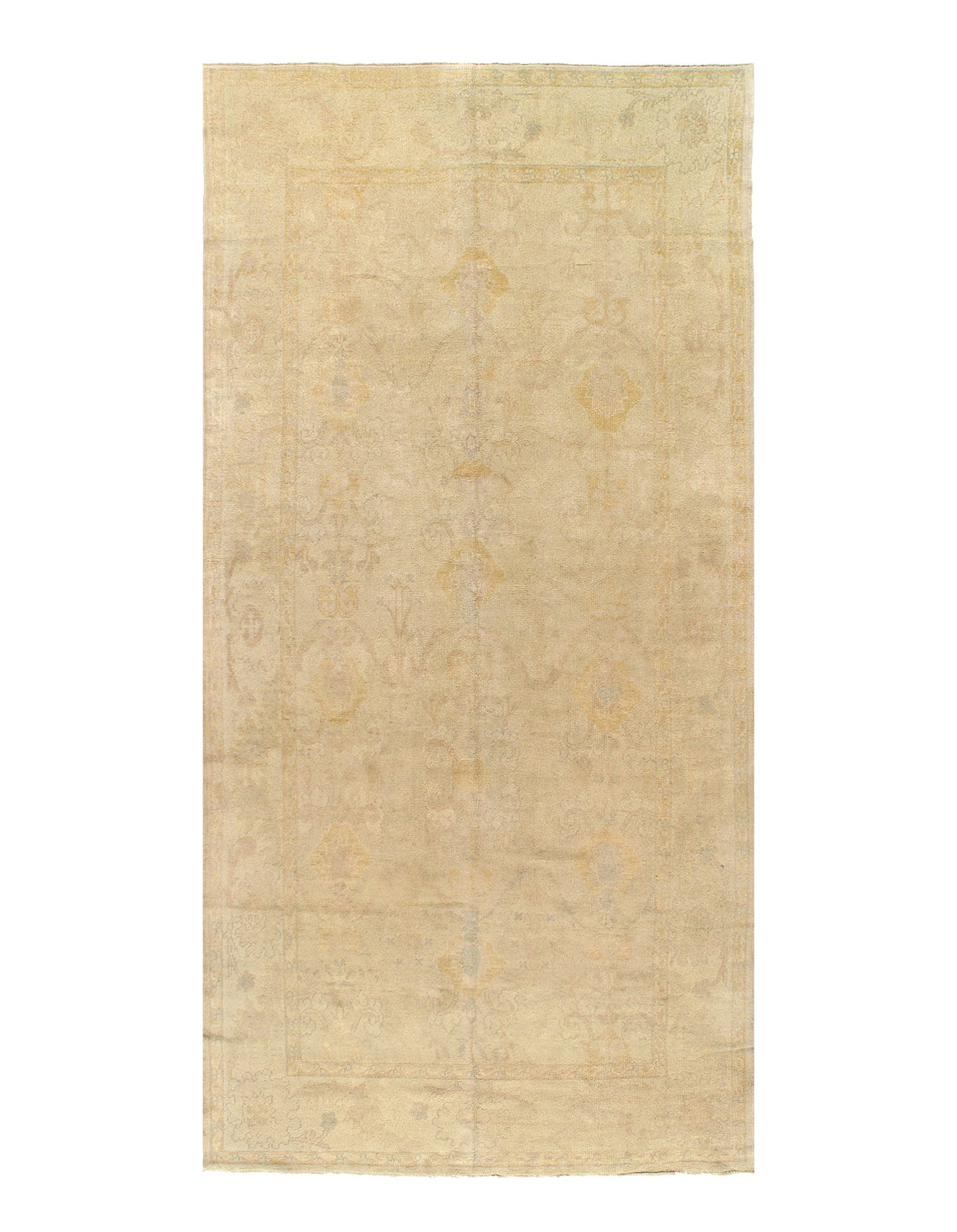 Ivory Fine Turkish Hand Knotted Oushak 6'9'' X 14': Ivory Fine Turkish Hand Knotted Oushak 6'9'' X 14' - New, Oushak, Hand-Knotted, Lamb's Wool, 300 -D05185- 862.This item is part of our fine auction collection which includes many fine home accessories