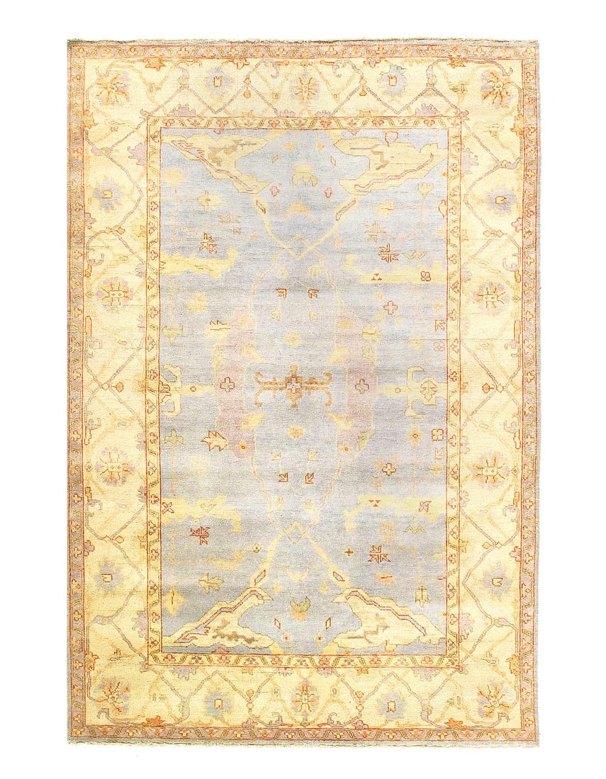 Light Blue Fine hand knotted Oushak rug 6' X 8'11'' (1 of 4)