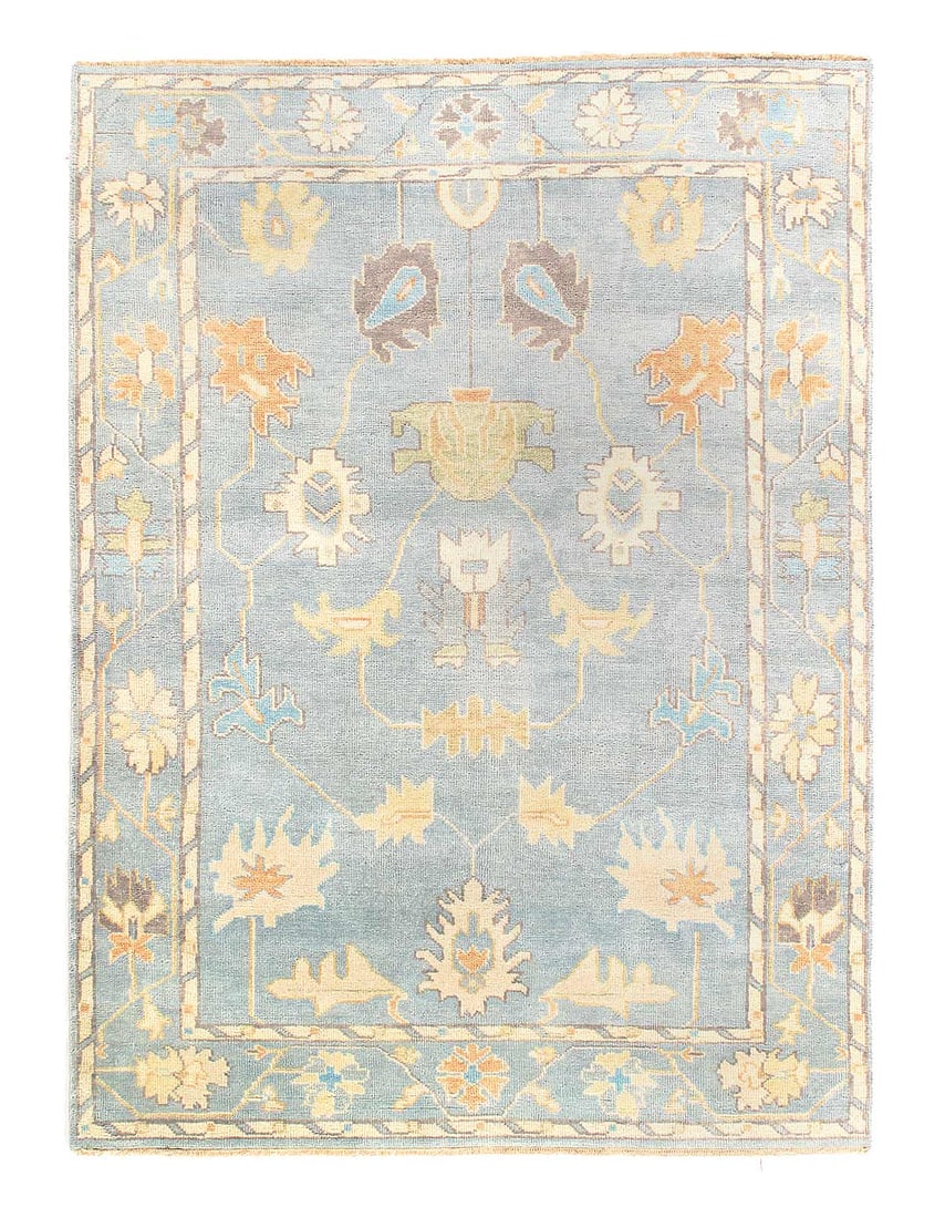 Light Blue Fine Hand knotted Oushak rug 5'8'' X 7'11'' (1 of 4)