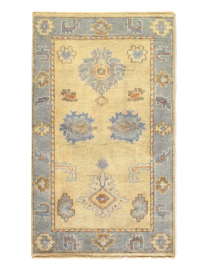 Fine Hand knotted Oushak rug 3' X 5'2'': Fine Hand knotted Oushak rug 3' X 5'2'' - New, Oushak, Hand-Knotted, Lamb's Wool, 300 -D14379- 862.This item is part of our fine auction collection which includes many fine home accessories including 