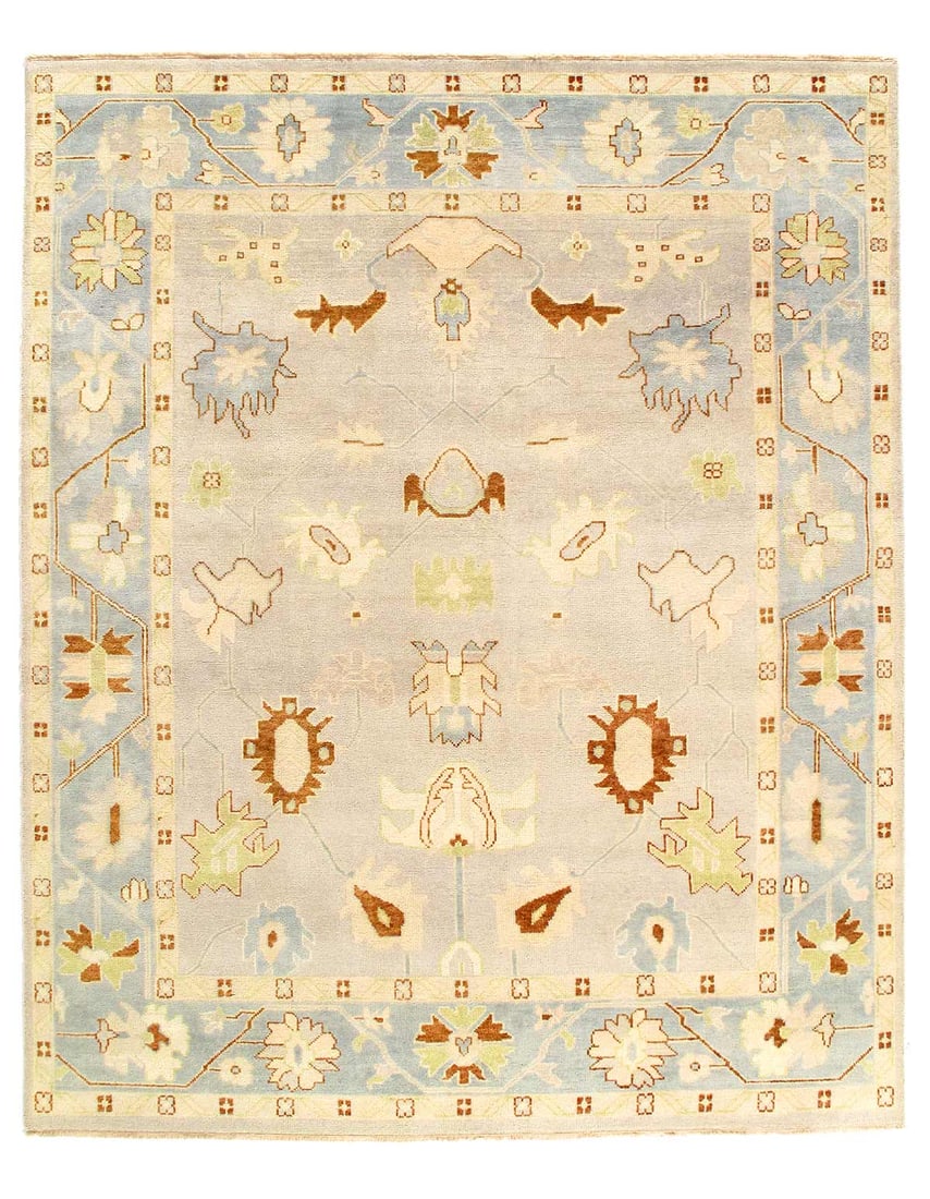 Fine Hand knotted Oushak rug 8' X 9' 11'': Fine Hand knotted Oushak rug 8' X 9' 11'' - New, Oushak, Hand-Knotted, Lamb's Wool, 300 -D14357- 862.This item is part of our fine auction collection which includes many fine home accessories includin