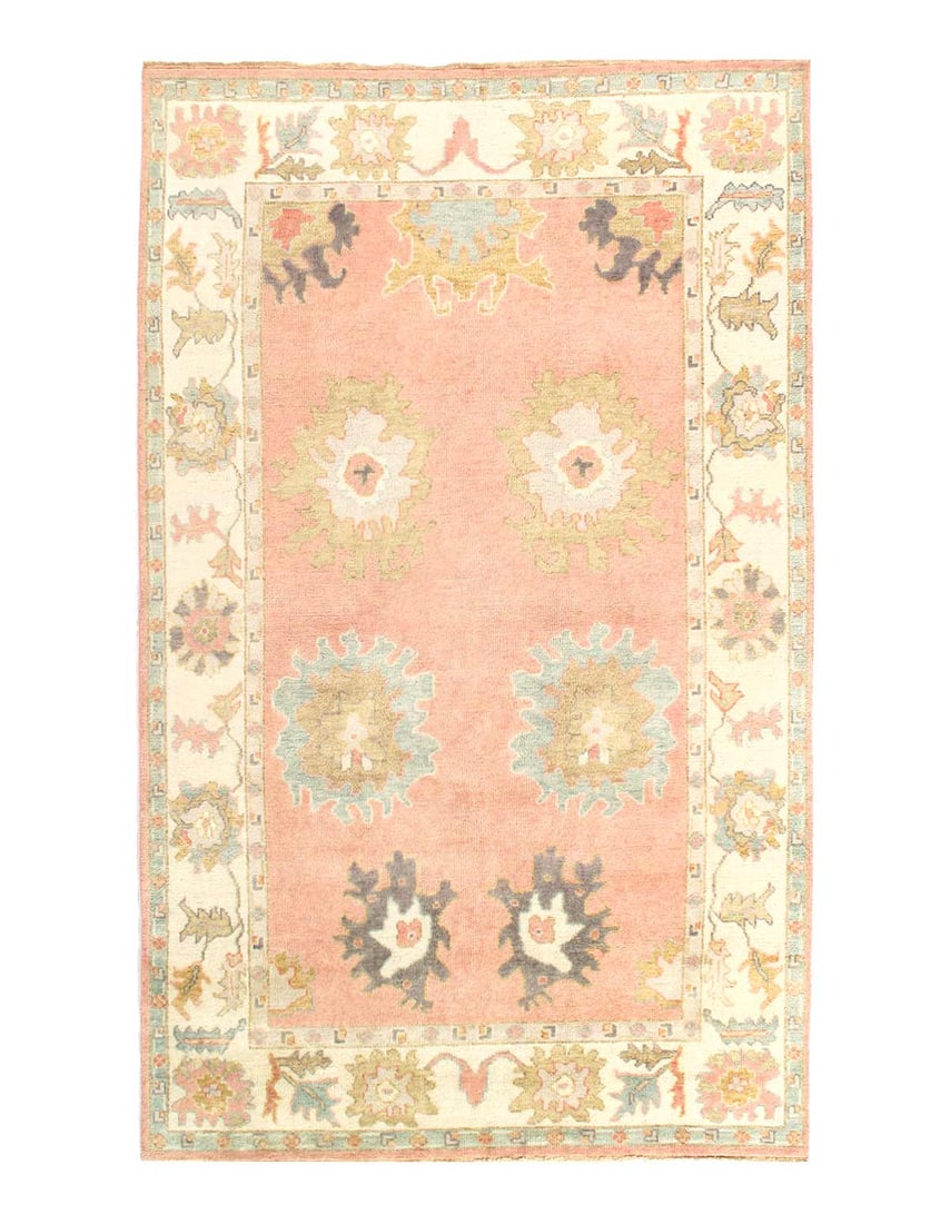 Pink Color Fine Hand knotted Oushak Rug 5'7'' X 9'2'' (1 of 3)