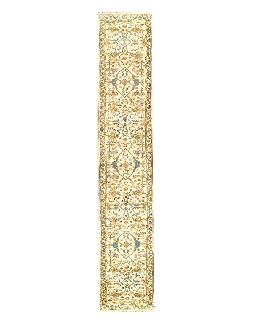 Fine Hand Knotted Oushak Runner 2'6" X 14': Fine Hand Knotted Oushak Runner 2'6" X 14' - NEW, Oushak, Hand-Knotted, Lamb's Wool, 300 -D11508- 862.This item is part of our fine auction collection which includes many fine home accessories includi