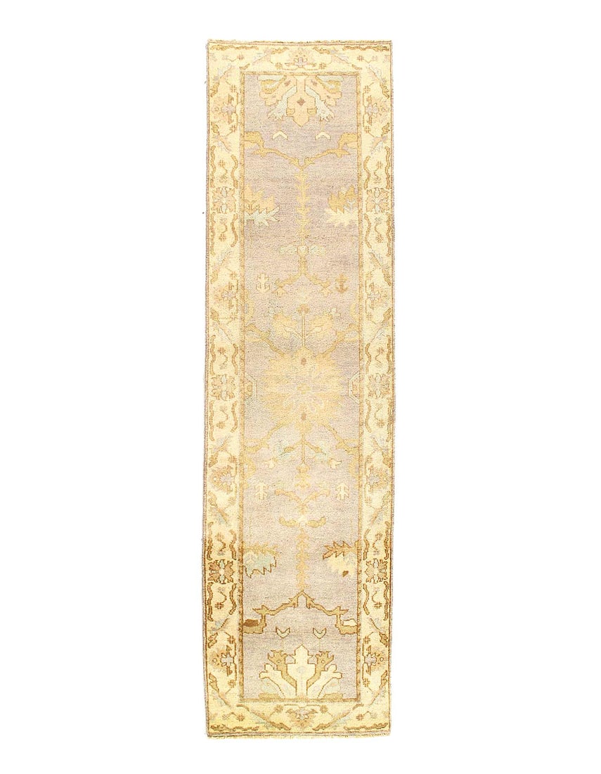 Fine Hand Knotted Oushak design runner 2'7'' X 9'11'': Fine Hand Knotted Oushak design runner 2'7'' X 9'11'' - New, Oushak, Hand-Knotted, Lamb's Wool, 300 -D09178- 862.This item is part of our fine auction collection which includes many fine home accessor