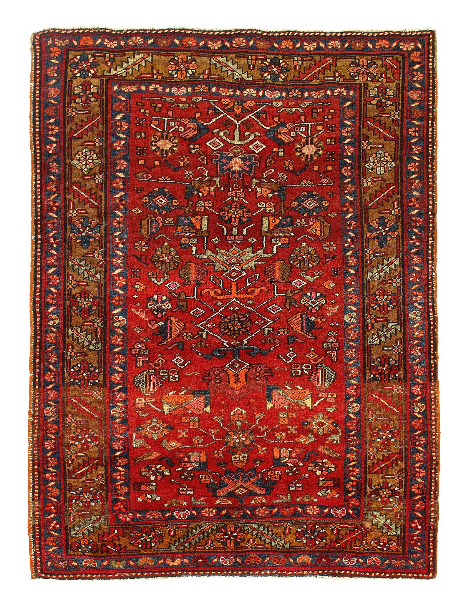 Red Color Fine Hand Knotted Antique N.W 4'8'' X 6'4'': Red Color Fine Hand Knotted Antique N.W 4'8'' X 6'4'' - Circa 1920, NorthWest, Hand-Knotted, Lamb's Wool, 300 -D11458- 862.This item is part of our fine auction collection which includes many fine hom