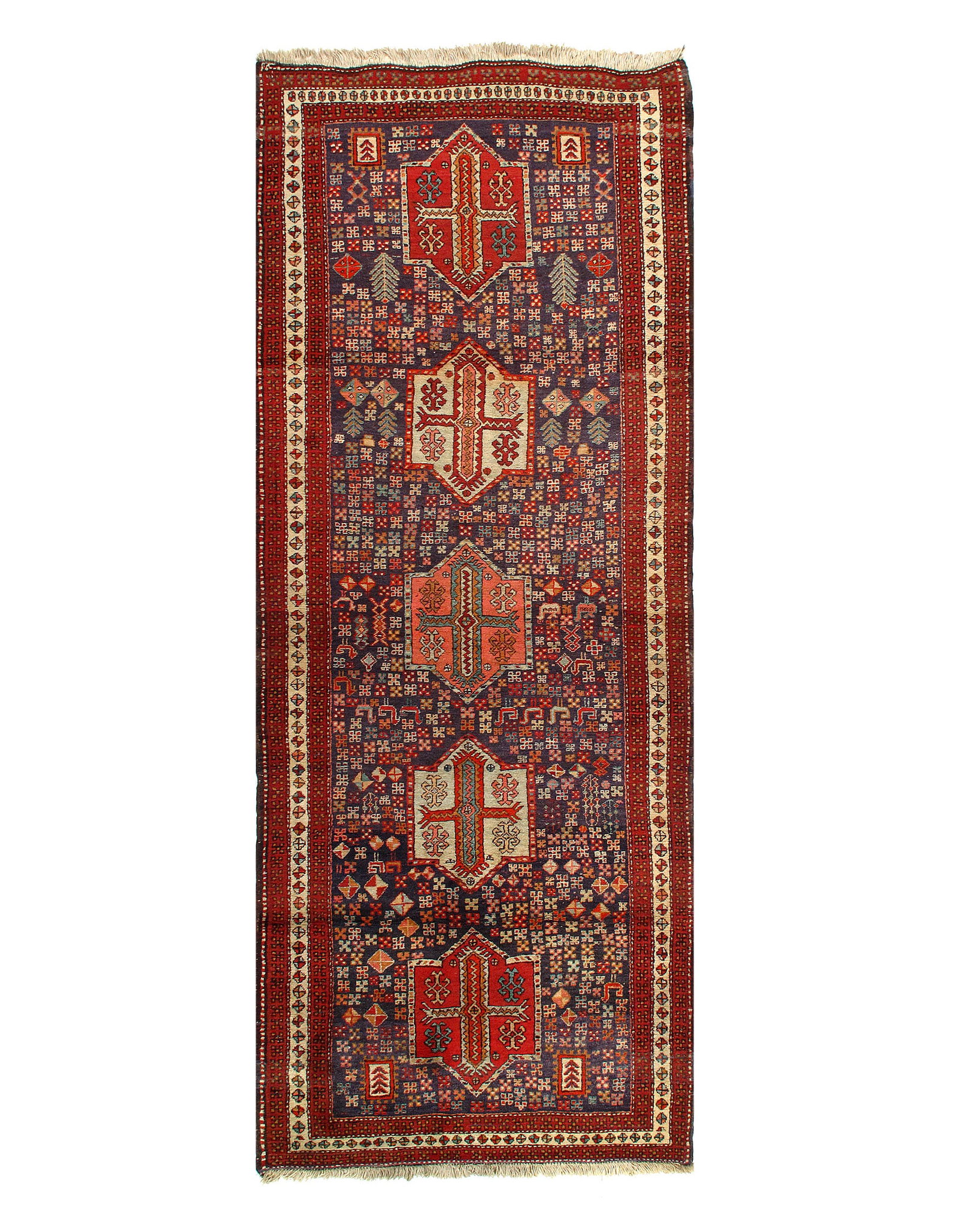 Navy Blue Antique N.W Runner 3'8" X 9'8": Navy Blue Antique N.W Runner 3'8" X 9'8" - circa 1920, NorthWest, Hand-Knotted, Lamb's Wool, 300 -14381- 862.This item is part of our fine auction collection which includes many fine home accessories 