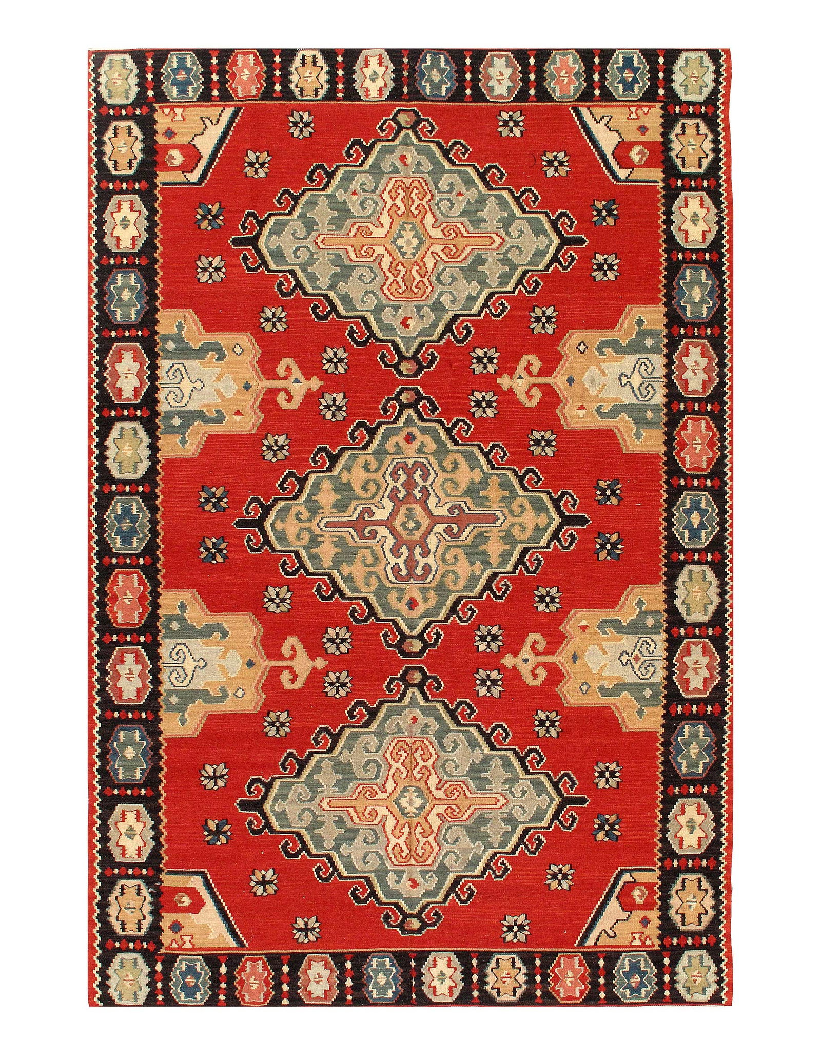 Red Hand Knotted NW 5'9'' X 8'8'': Red Hand Knotted NW 5'9'' X 8'8'' - Circa 1970, NorthWest, Hand-Knotted, Flat Weave, 300 -53652- 862.This item is part of our fine auction collection which includes many fine home accessories includin