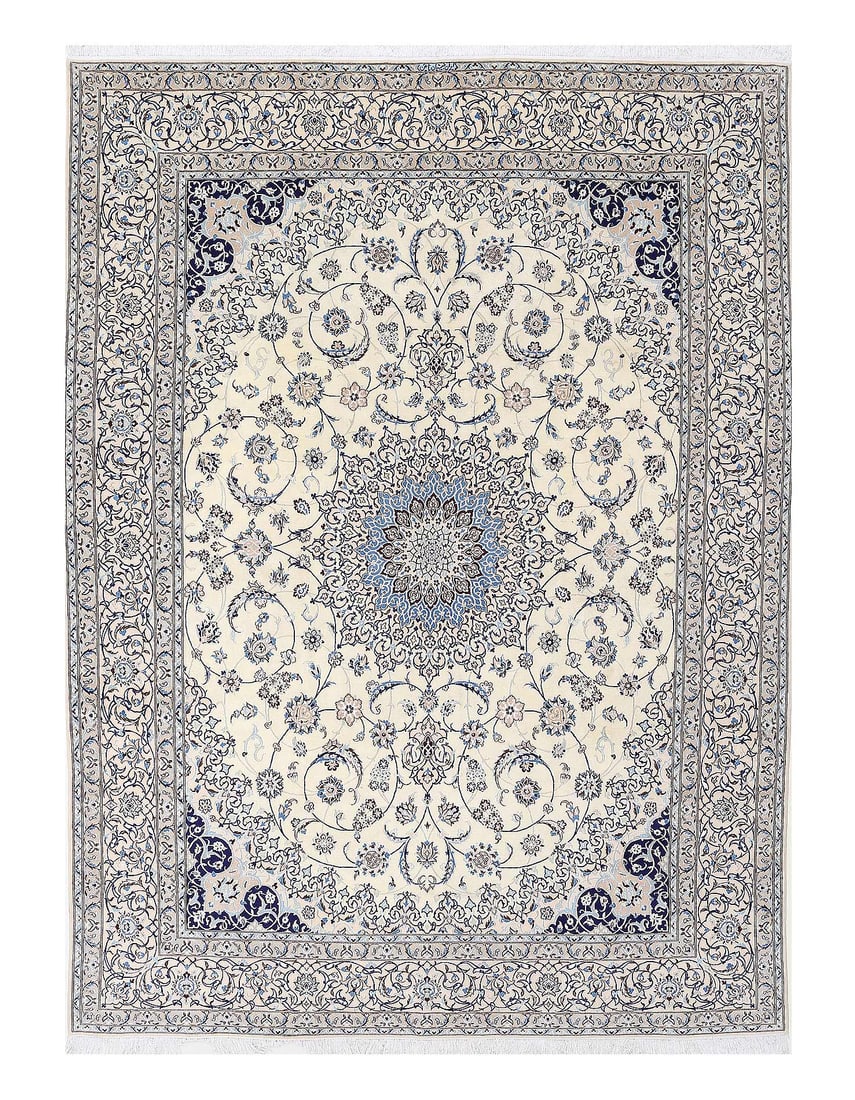 Fine Hand knotted Persian silk & wool Nain 9'8'' X 13'4'' (1 of 4)