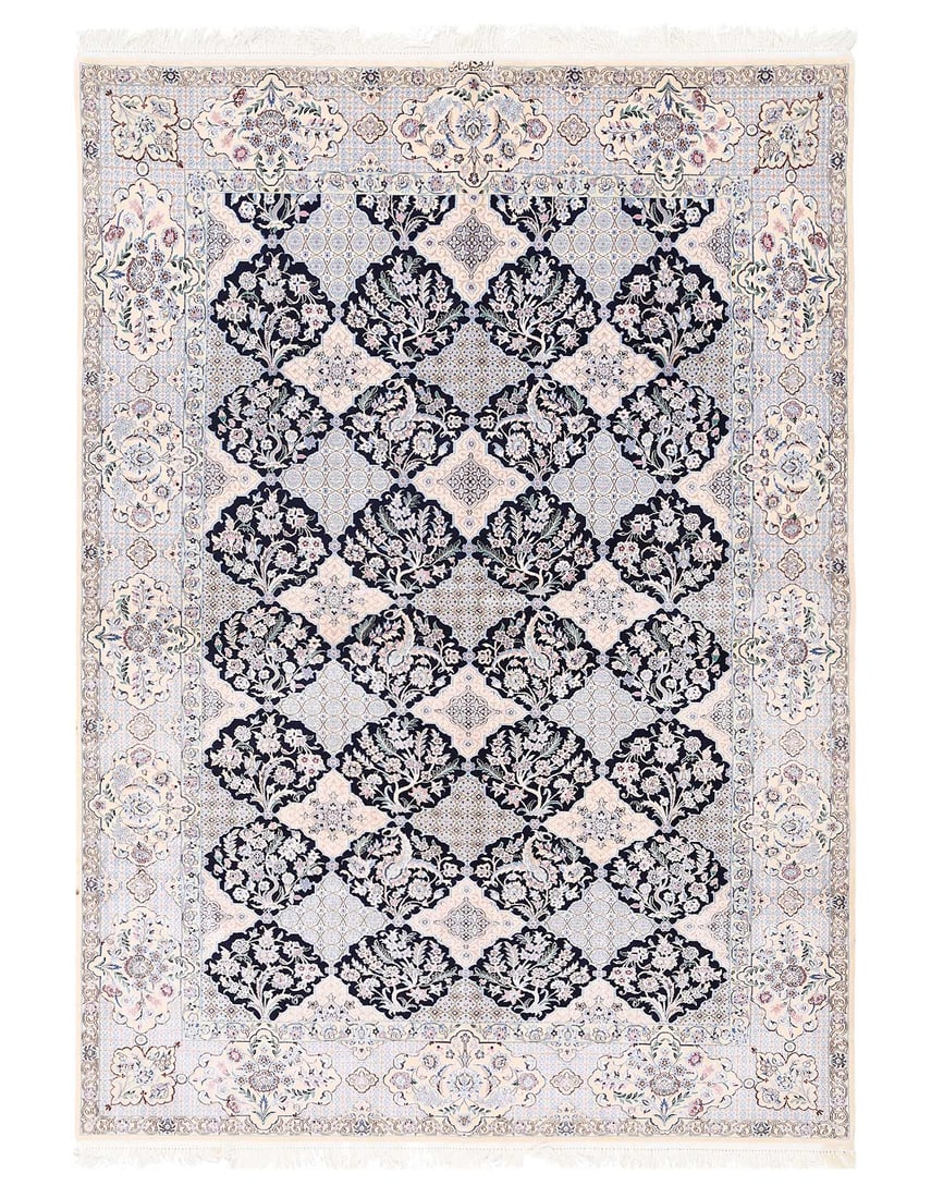 Fine Hand Knotted Persian silk & wool Nain 5'11'' X 8'7'': Fine Hand Knotted Persian silk & wool Nain 5'11'' X 8'7'' - New, Nain, Hand-Knotted, Wool & Silk, 300 -D13305- 862.This item is part of our fine auction collection which includes many fine home access