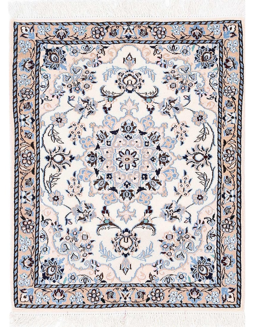 Ivory Fine Hand Knotted Persian Silk & wool Nain 2'6"X 3'2": Ivory Fine Hand Knotted Persian Silk & wool Nain 2'6"X 3'2" - NEW, Nain, Hand-Knotted, Wool & Silk, 300 -D13612- 862.This item is part of our fine auction collection which includes many fine home acce