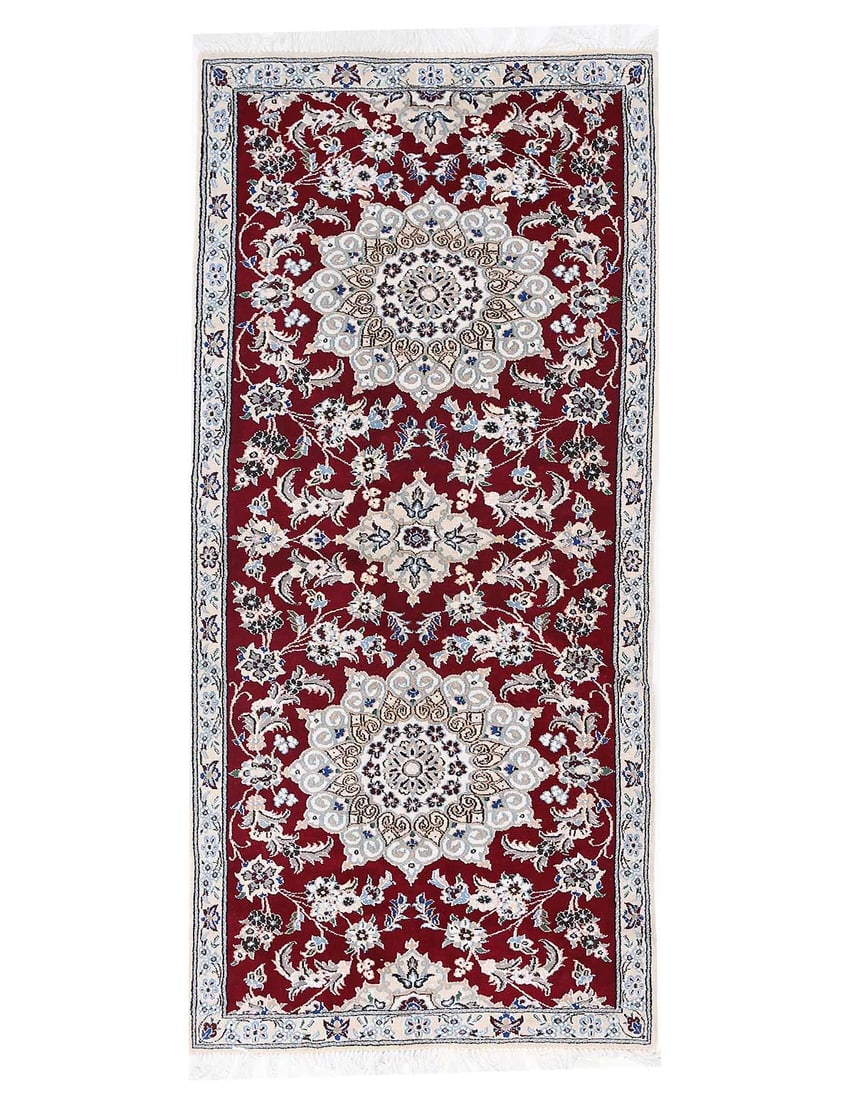 Red Fine Hand Knotted Persian Silk & wool Nain 2'9"X 6'6": Red Fine Hand Knotted Persian Silk & wool Nain 2'9"X 6'6" - NEW, Nain, Straight-Wooven, Wool & Silk, 300 -D13694- 862.This item is part of our fine auction collection which includes many fine home acc