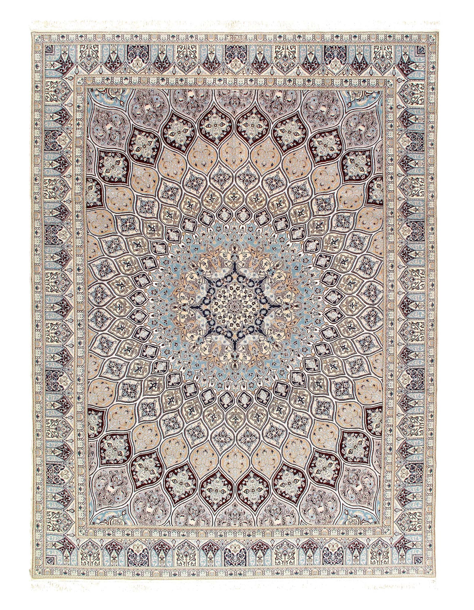 Fine Hand Knotted Persian Nain 8'4'' X 11'6'': Fine Hand Knotted Persian Nain 8'4'' X 11'6'' - New, Nain, Hand-Knotted, Wool & Silk, 300 -D12087- 862.This item is part of our fine auction collection which includes many fine home accessories includ