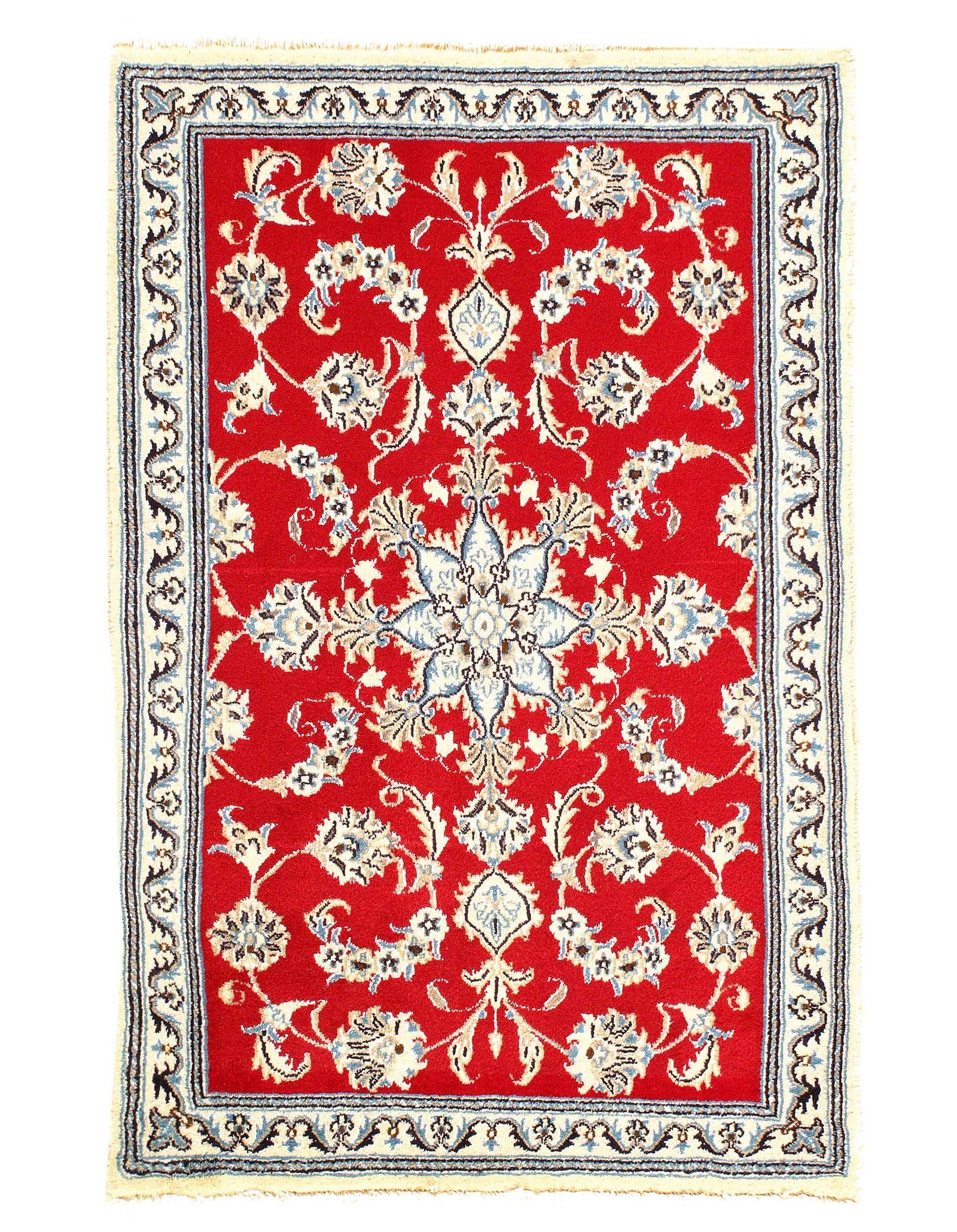Fine Hand Knotted Persain Nain 3' X 4'4'': Fine Hand Knotted Persain Nain 3' X 4'4'' - New, Nain, Hand-Knotted, Wool & Silk, 300 -D07405- 862.This item is part of our fine auction collection which includes many fine home accessories including 