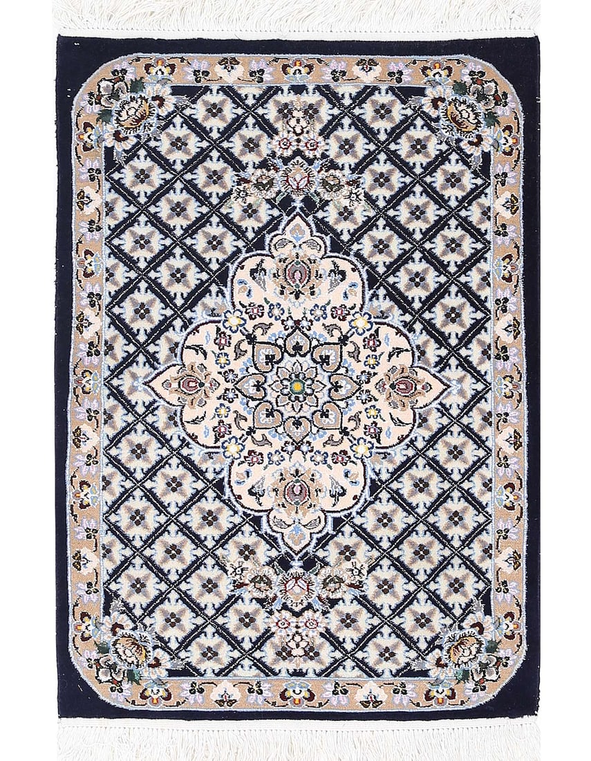 Black Fine Hand Knotted Persian Silk & wool Nain 2'X 3': Black Fine Hand Knotted Persian Silk & wool Nain 2'X 3' - NEW, Nain, Hand-Knotted, Wool & Silk, 300 -D13720- 862.This item is part of our fine auction collection which includes many fine home accessor