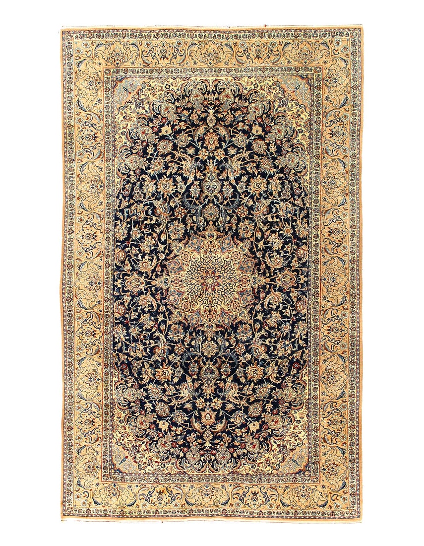Blue Fine Hand Knotted Persain silk & wool Nain 5'5"X 8'9": Blue Fine Hand Knotted Persain silk & wool Nain 5'5"X 8'9" - CIRCA 2000, Nain, Hand-Knotted, Wool & Silk, 300 -D14513- 862.This item is part of our fine auction collection which includes many fine hom