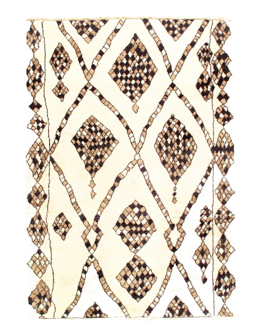 Fine Moroccan Design Hand-Knotted Rug - 6'4" x 9': Fine Moroccan Design Hand-Knotted Rug - 6'4" x 9' - New, Moroccan, Hand-Knotted, Lamb's Wool, 300 -D08533- 862.This item is part of our fine auction collection which includes many fine home accessorie