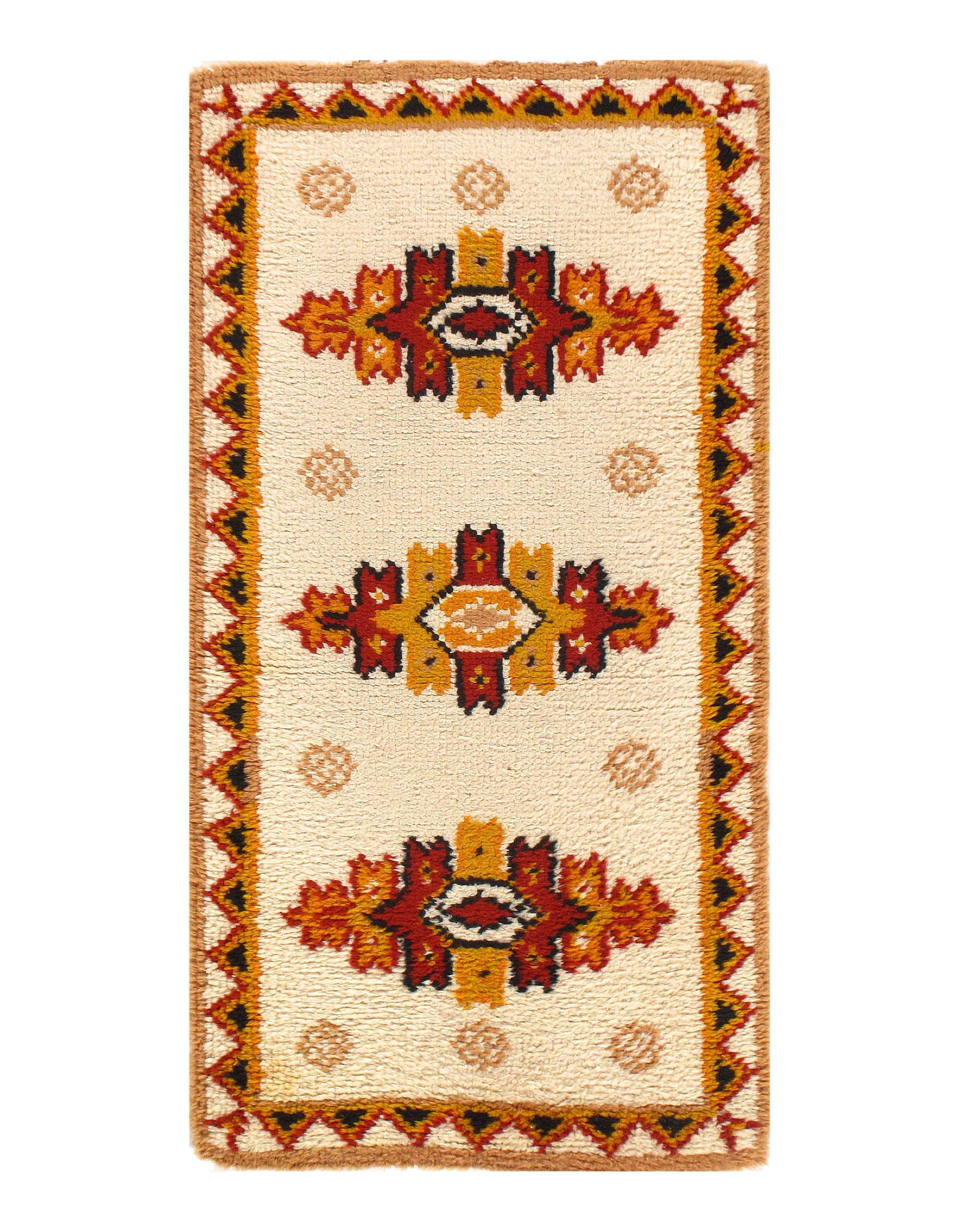 Ivory Fine Hand Knotted Moroccon Rug 2'3'' X 4'6'': Ivory Fine Hand Knotted Moroccon Rug 2'3'' X 4'6'' - Circa 1970, Moroccan, Hand-Knotted, Lamb's Wool, 300 -D11239- 862.This item is part of our fine auction collection which includes many fine home ac