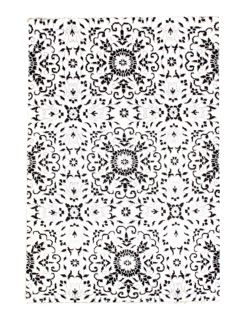 Black Modern V Silk Rug 4'x6' (1 of 3)