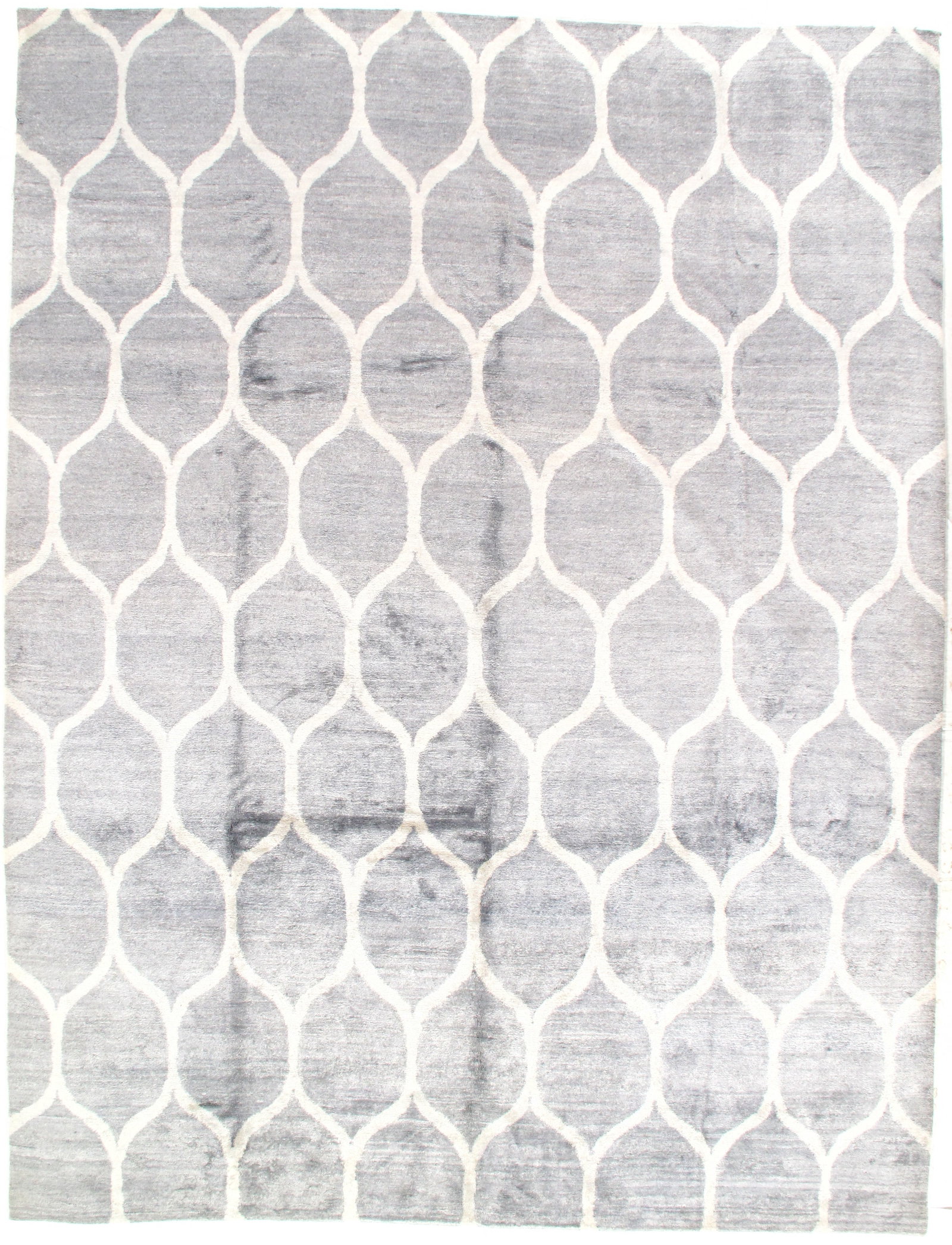 Gray Indian Modern silk & wool 9' X 12': Gray Indian Modern silk & wool 9' X 12' - New, Modern, Hand-Knotted, Wool & Silk, 300 -D05736- 862.This item is part of our fine auction collection which includes many fine home accessories including 