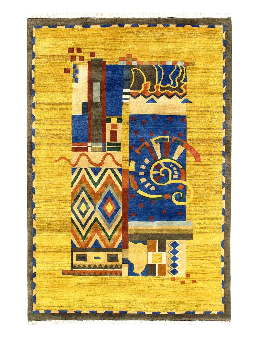 Fine Hand Knotted Modern Rug 6'1'' X 9': Fine Hand Knotted Modern Rug 6'1'' X 9' - New, Modern, Hand-Knotted, Lamb's Wool, 300 -25597- 862.This item is part of our fine auction collection which includes many fine home accessories including a