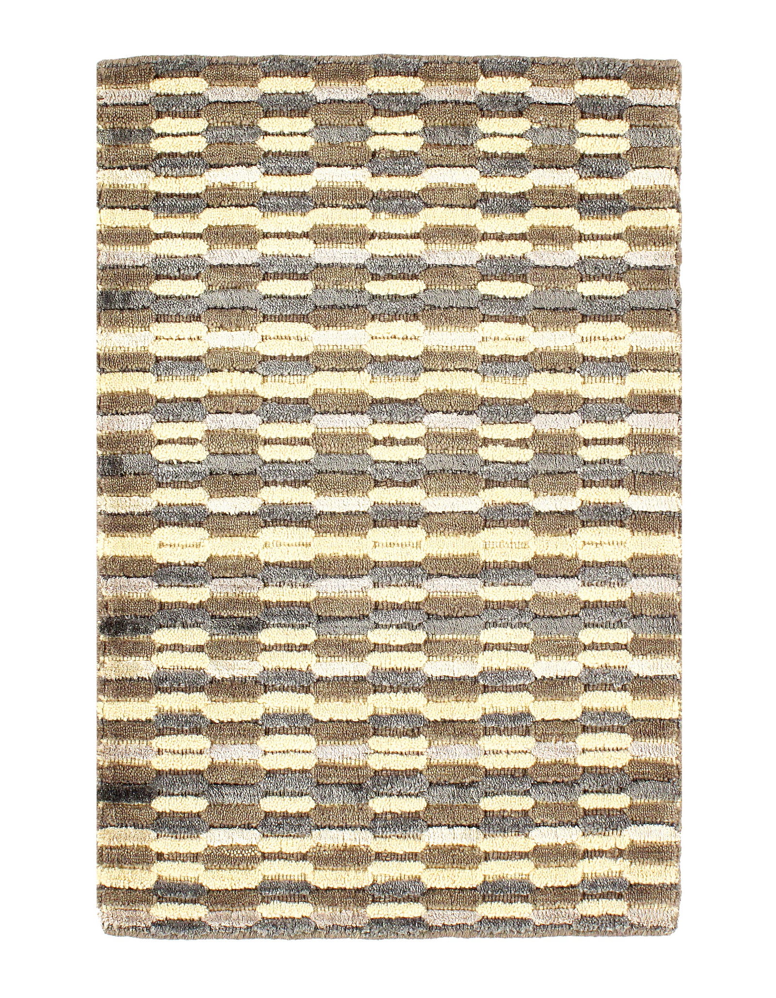 Modern Earth-tone Hand-made Bamboo Silk Indo Rug - 2' x 3' (1 of 5)