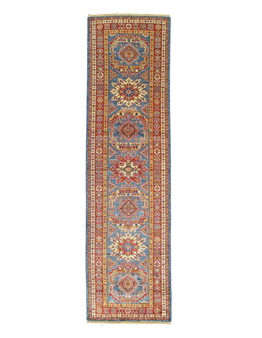Fine Hand Knotted Kazak runner 2'9"X 10'1": Fine Hand Knotted Kazak runner 2'9"X 10'1" - NEW, Kazak, Hand-Knotted, Lamb's Wool, 300 -D15002- 862.This item is part of our fine auction collection which includes many fine home accessories includin