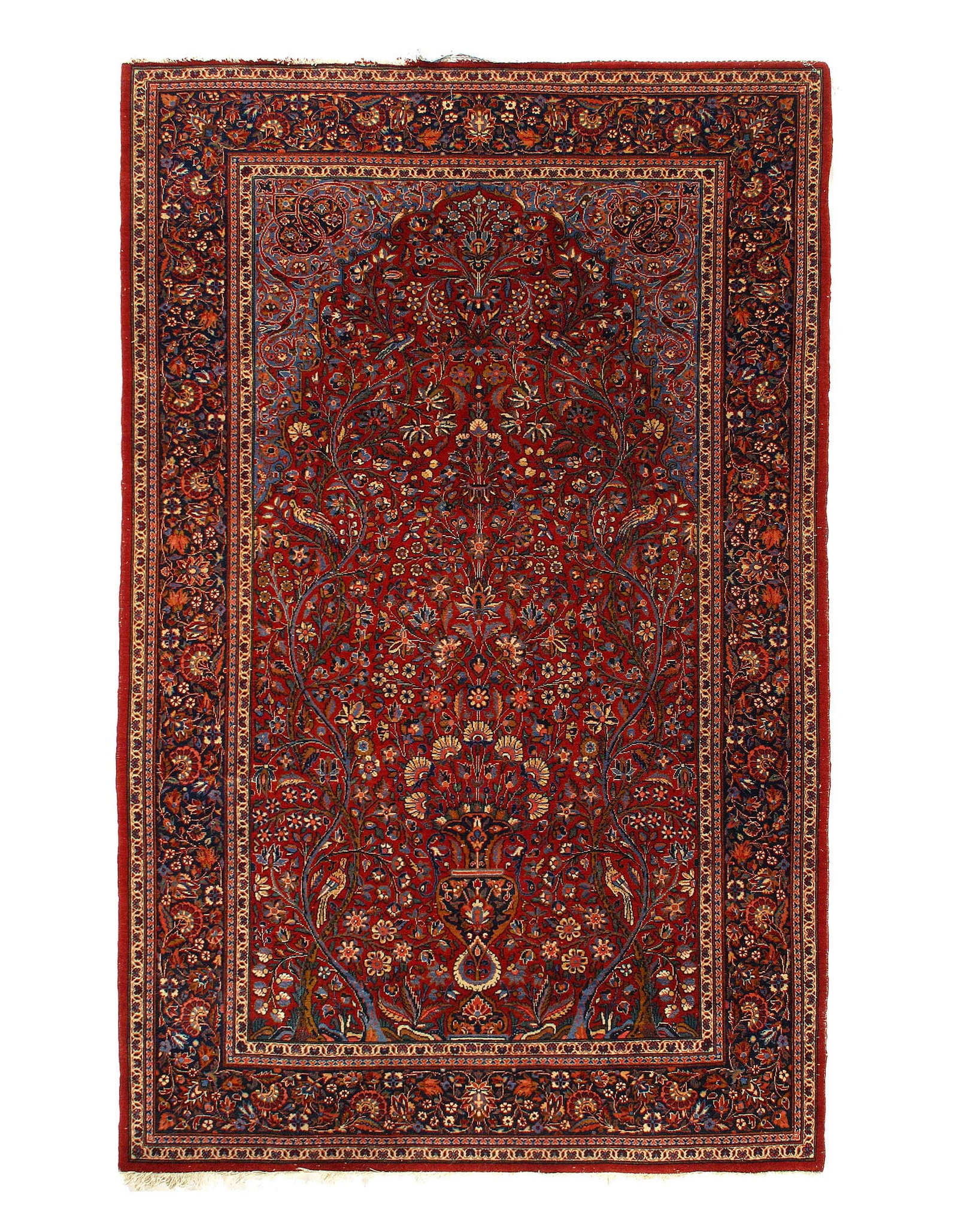 Red Color Fine Persian Antique Kashan 4'5'' X 6'11'': Red Color Fine Persian Antique Kashan 4'5'' X 6'11'' - 1900, Kashan, Hand-Knotted, Lamb's Wool, 300 -D11672- 862.This item is part of our fine auction collection which includes many fine home accessor