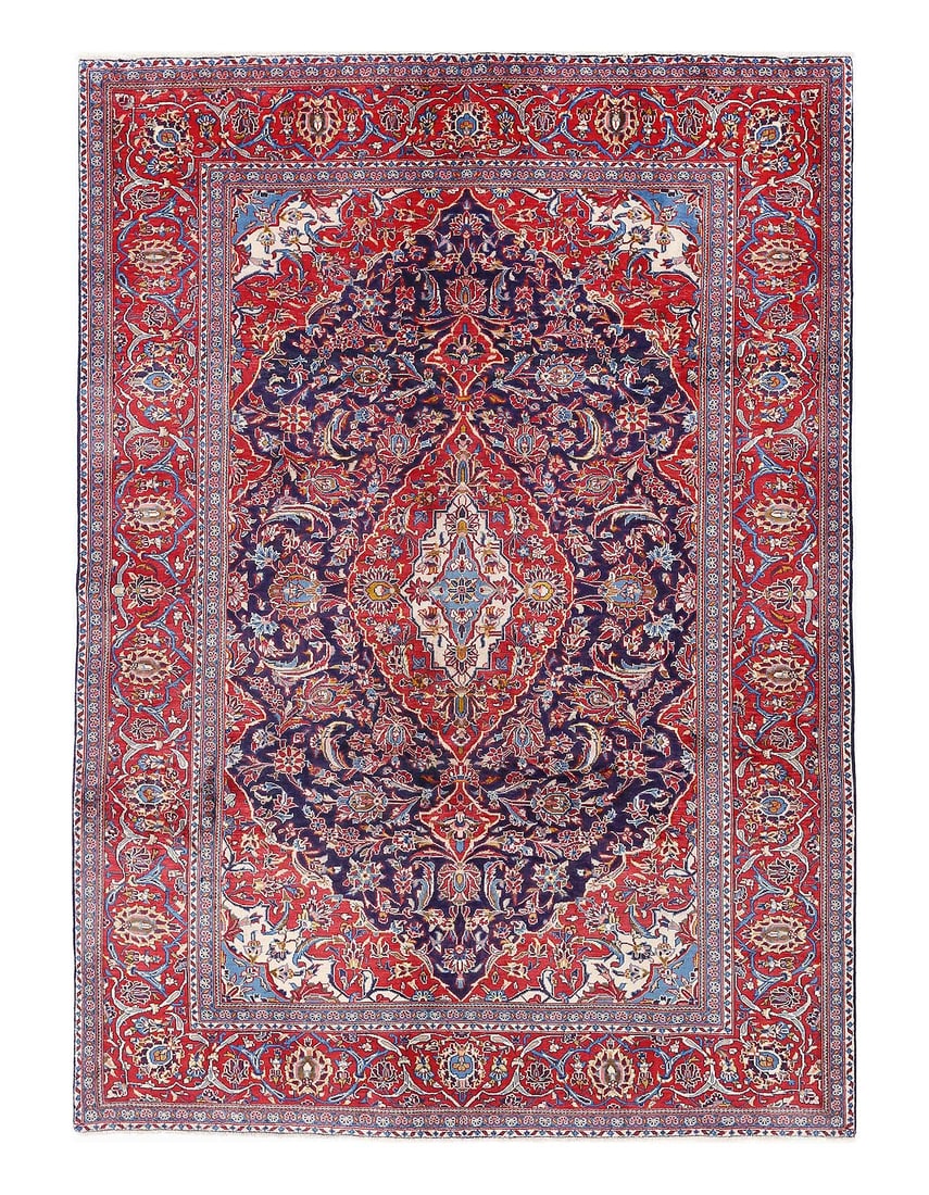 Navy Blue Fine Hand knotted Persian Kashan 6'5"X 9'2" (1 of 3)