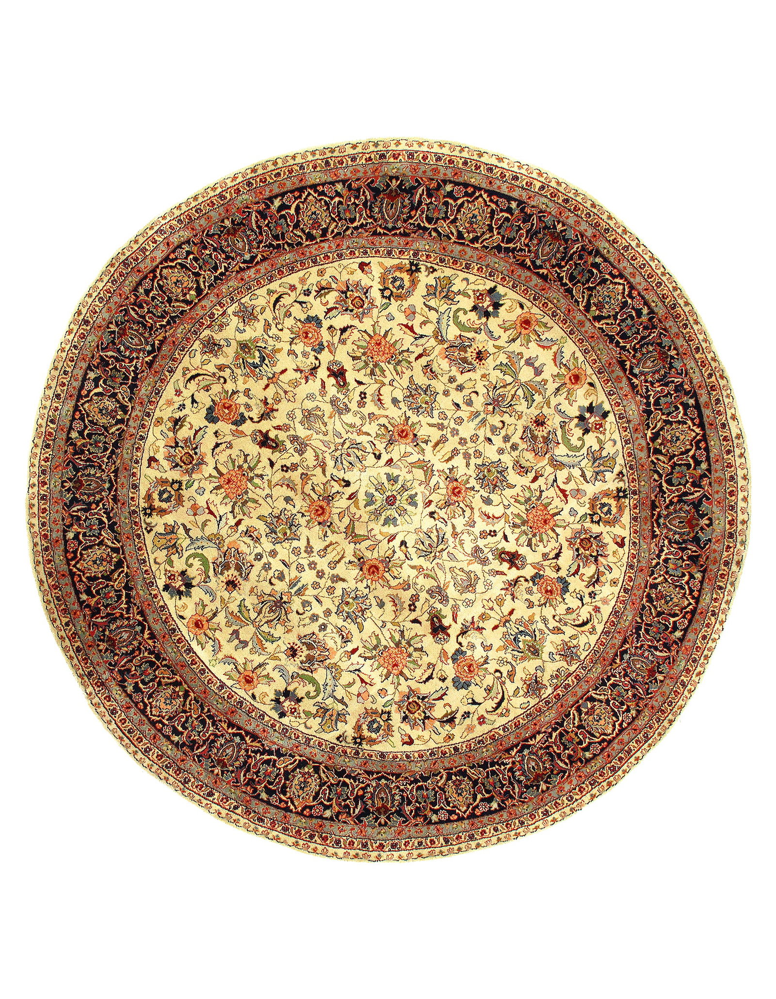 Ivory Round Kashan Design 6' X 6': Ivory Round Kashan Design 6' X 6' - New, Kashan, Hand-Knotted, Lamb's Wool, 300 -D09465- 862.This item is part of our fine auction collection which includes many fine home accessories including antiqu