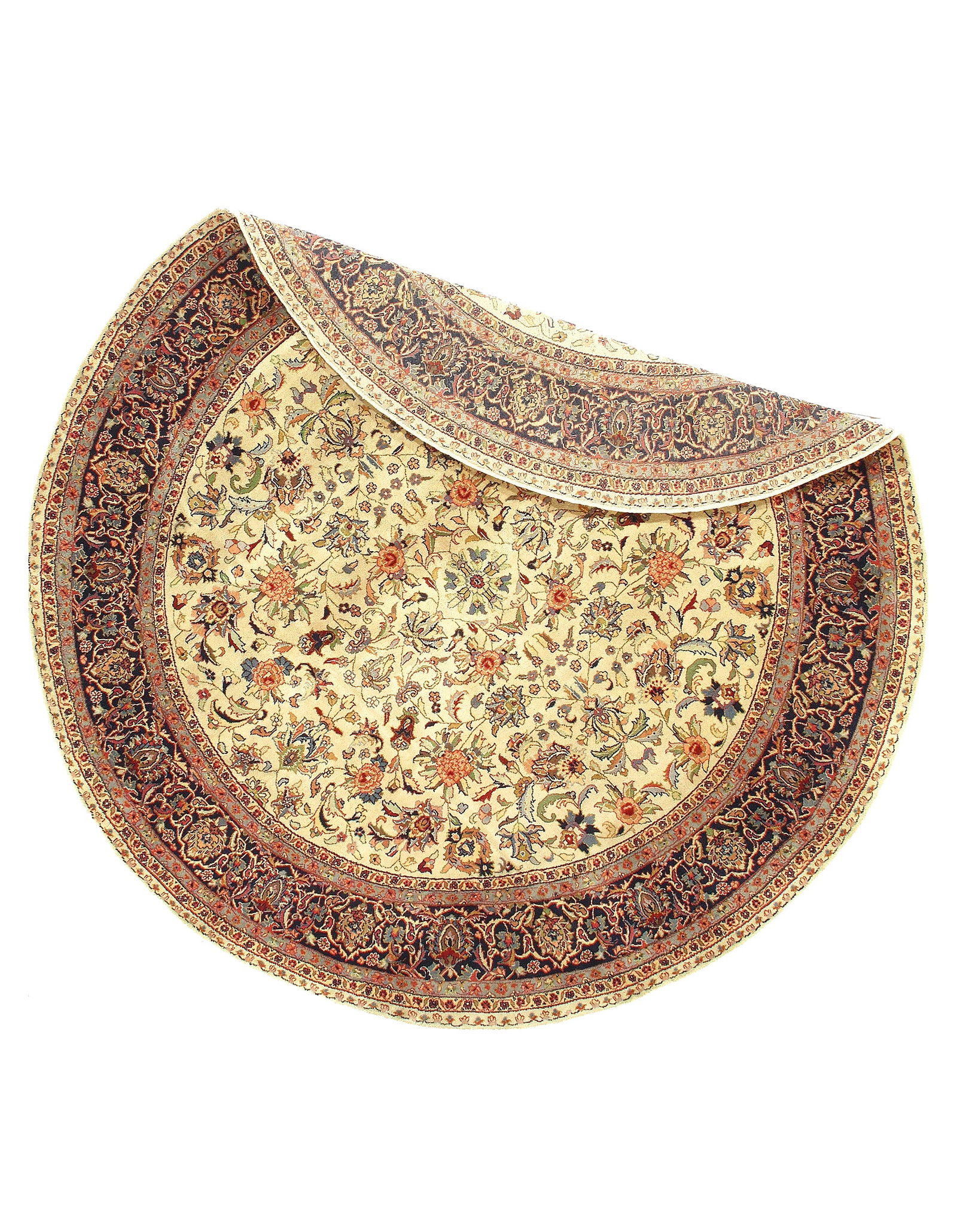 Ivory Round Kashan Design 6' X 6' - 3