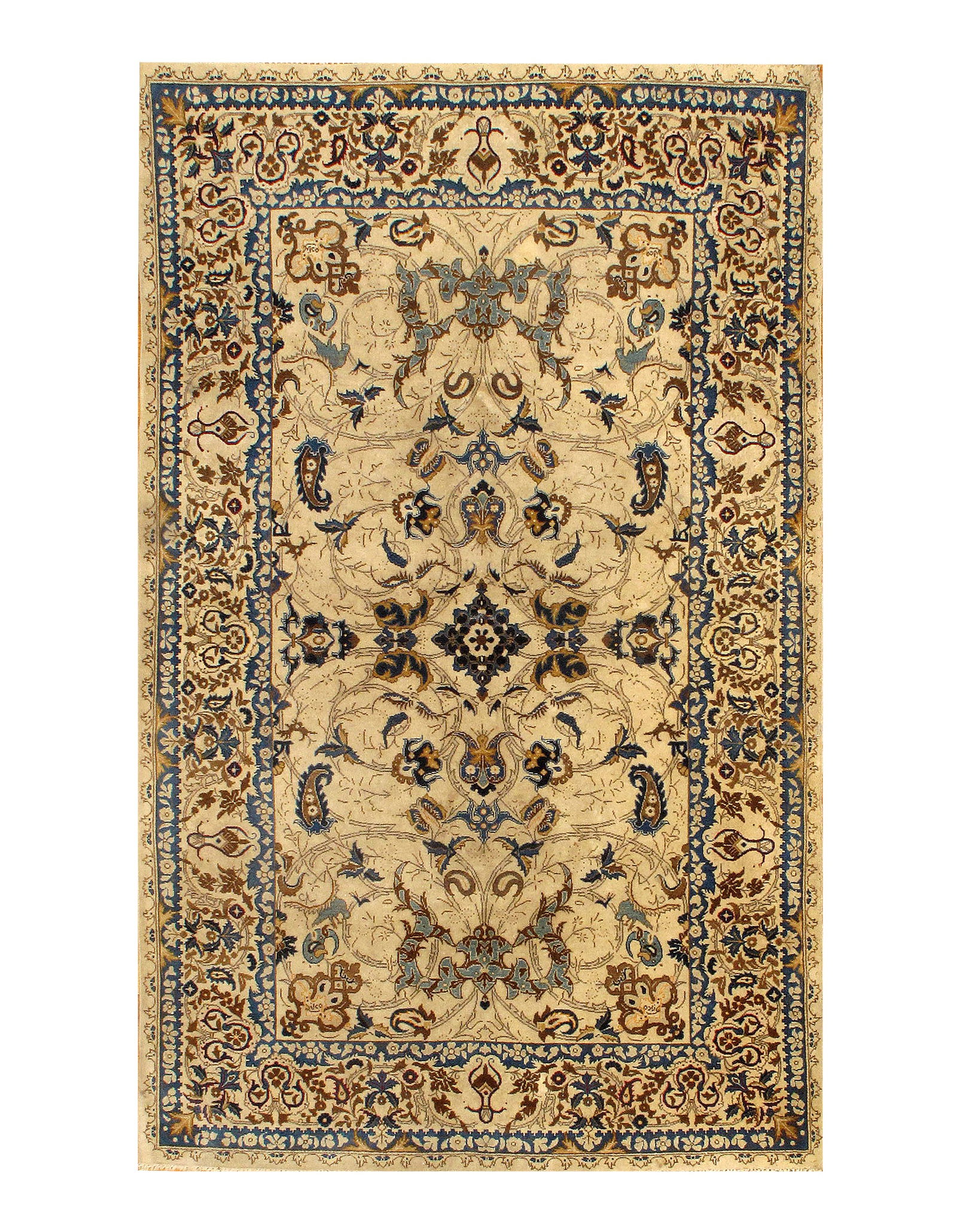 Ivory Antique Persain Kashan 4'.1'' X 7': Ivory Antique Persain Kashan 4'.1'' X 7' - circa 1940, Kashan, Hand-Knotted, Lamb's Wool, 300 -D07678- 862.This item is part of our fine auction collection which includes many fine home accessories in
