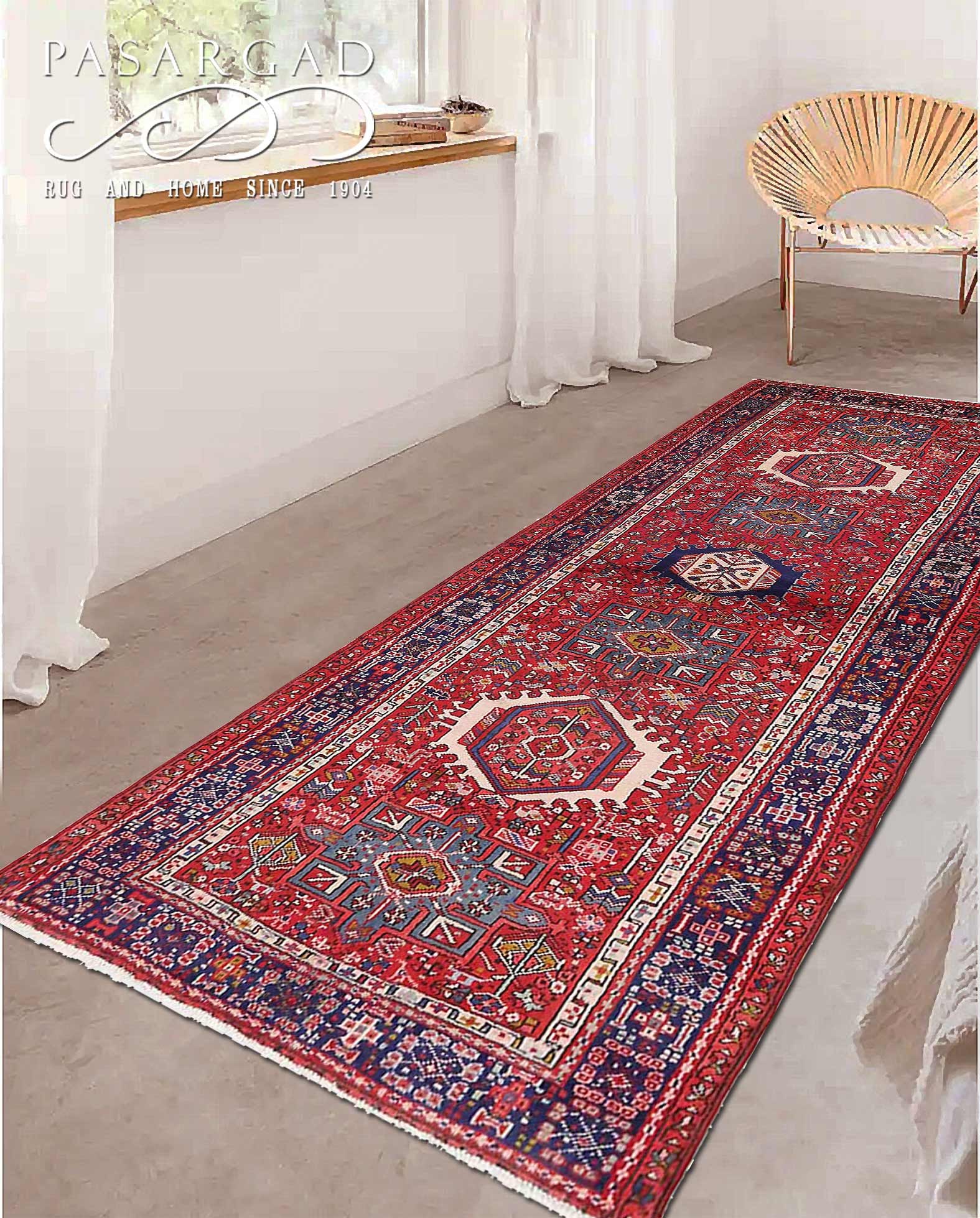 Fine Hand knotted Persian Vintage Karajeh Runner 3'9'' X 8'11'' - 4