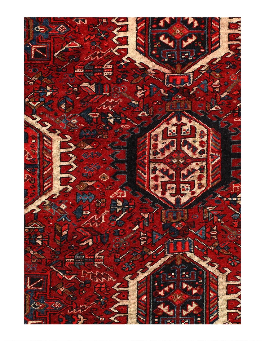 Rust Antique Persian Heriz Karajeh Rug 8'x 11'2" - 2