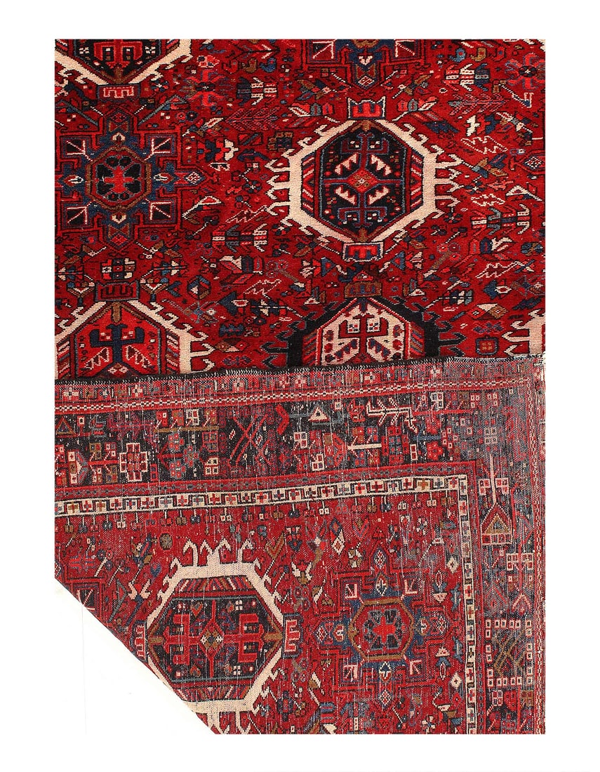 Rust Antique Persian Heriz Karajeh Rug 8'x 11'2" - 3
