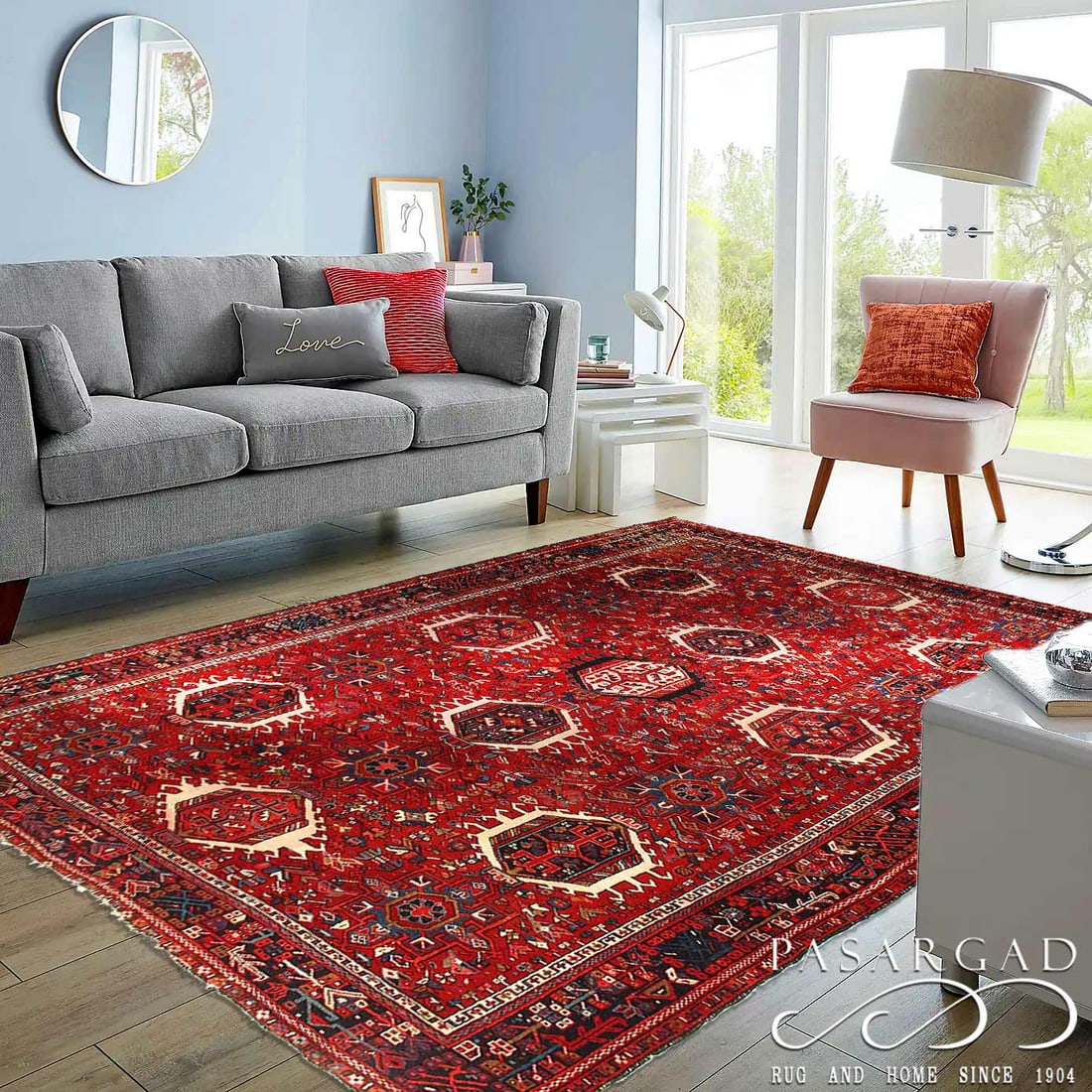 Rust Antique Persian Heriz Karajeh Rug 8'x 11'2" - 4