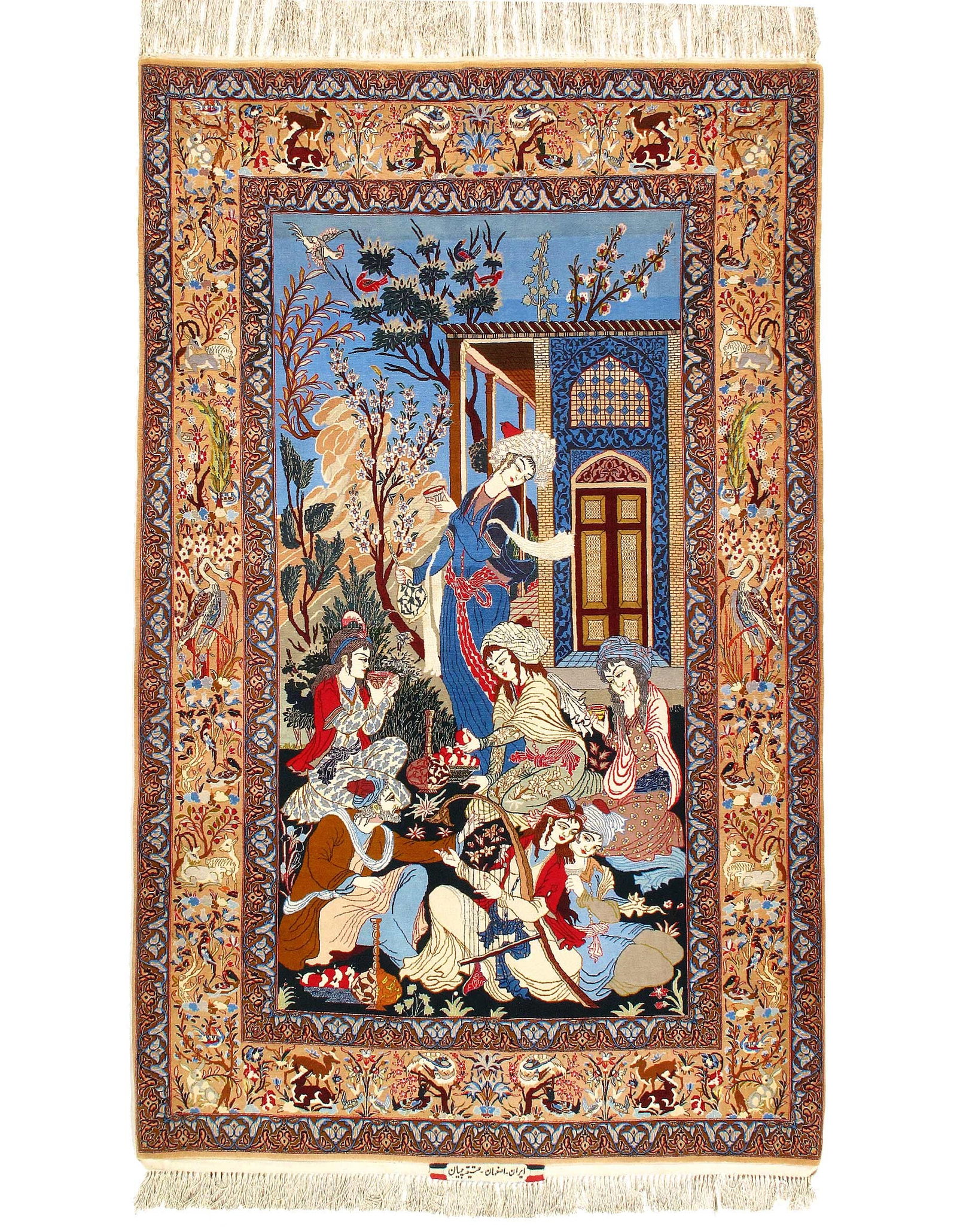 Multi color Persian Isfahan Silk & wool 5'.3'' x 8'.6'': Multi color Persian Isfahan Silk & wool 5'.3'' x 8'.6'' - New, Isfahan Atighchian, Hand-Knotted, Wool & Silk, 300 -36554- 862.This item is part of our fine auction collection which includes many fine 