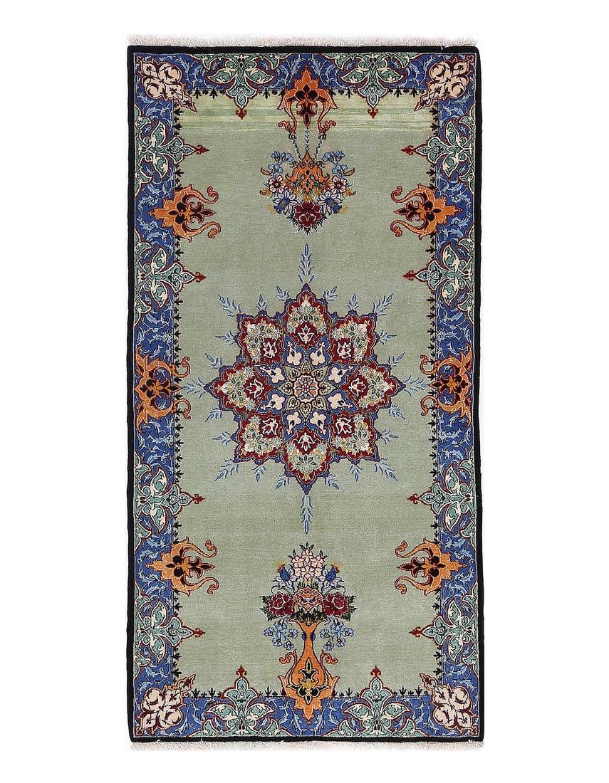 Super Fine hand knotted silk & wool Isfahan 2' X 4'2'': Super Fine hand knotted silk & wool Isfahan 2' X 4'2'' - New, Isfahan, Hand-Knotted, Wool & Silk, 300 -D13365- 862.This item is part of our fine auction collection which includes many fine home access