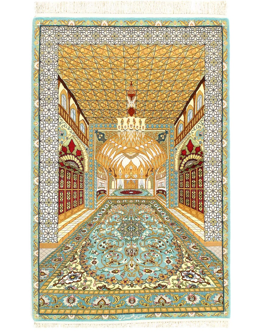 Fine Hand knotted Silk & wool Persian Isfahan 3'5'' X 5'2'' (1 of 11)