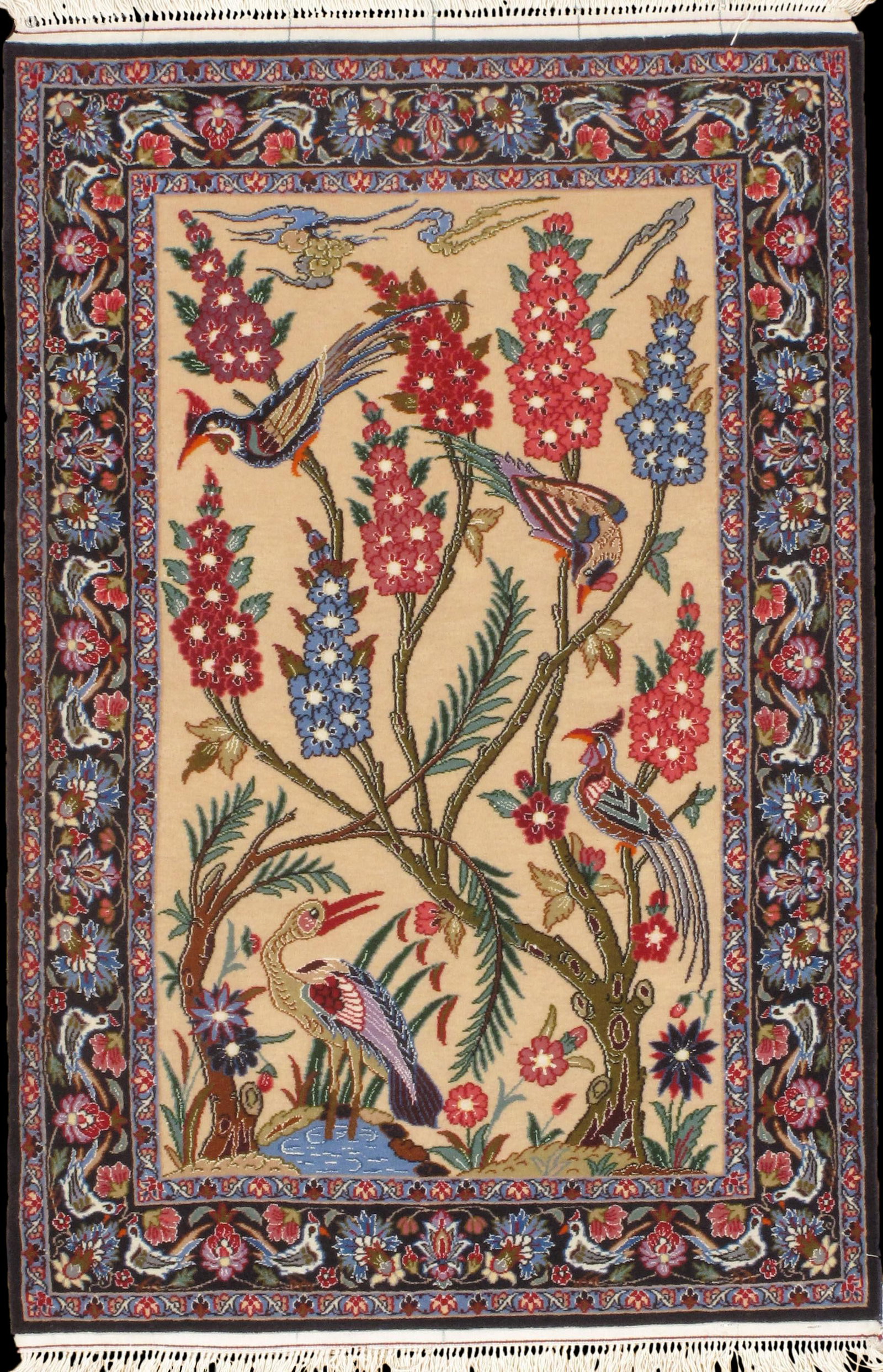 Beige Fine Persian Isfahan 2'3'' X 3'4'': Beige Fine Persian Isfahan 2'3'' X 3'4'' - New, Isfahan, Hand-Knotted, Wool & Silk, 300 -D03074- 862.This item is part of our fine auction collection which includes many fine home accessories includin