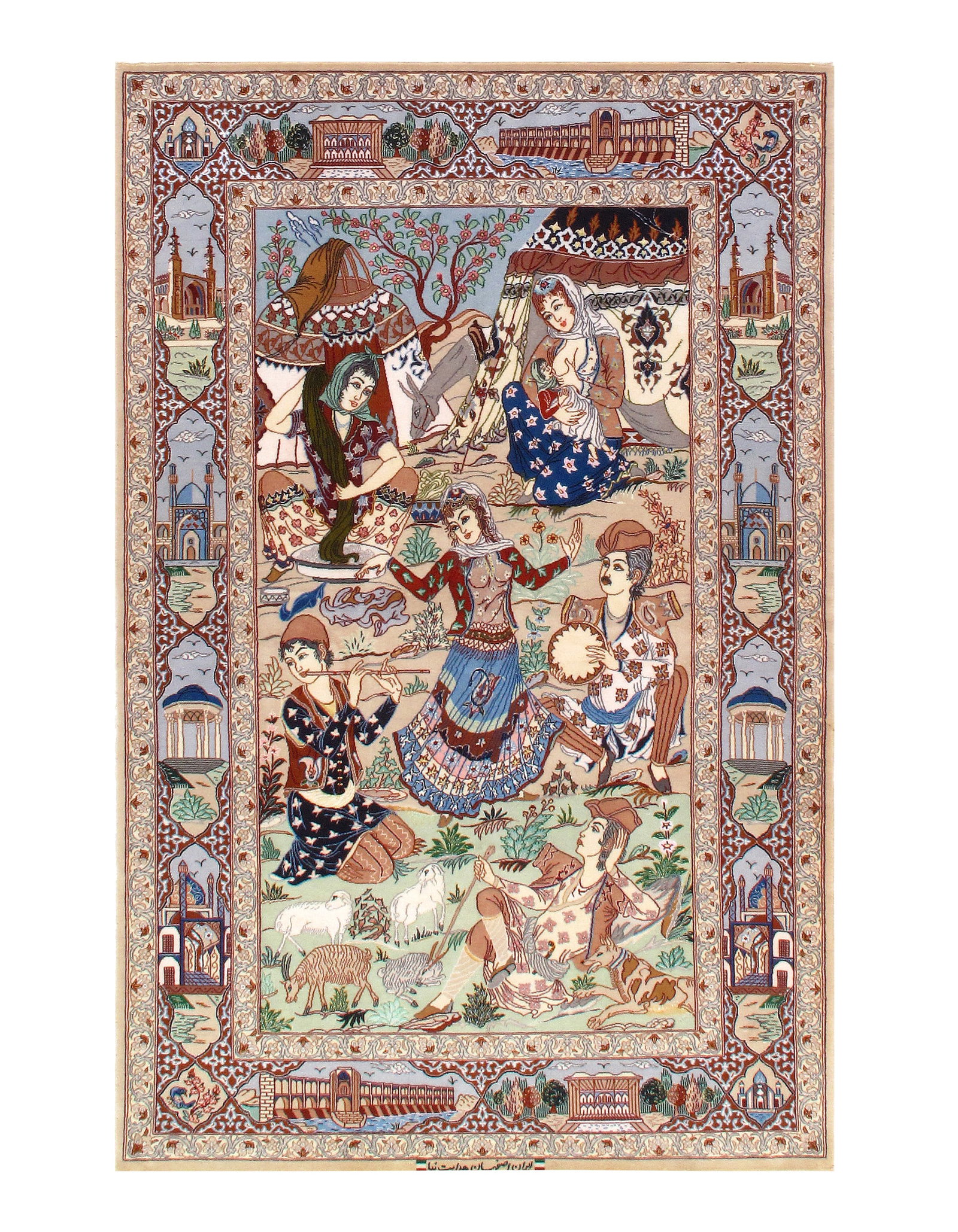Multi Color Fine Persian Isfahan 4'4'' X 6'11'': Multi Color Fine Persian Isfahan 4'4'' X 6'11'' - New, Isfahan, Hand-Knotted, Wool & Silk, 300 -D10394- 862.This item is part of our fine auction collection which includes many fine home accessories i