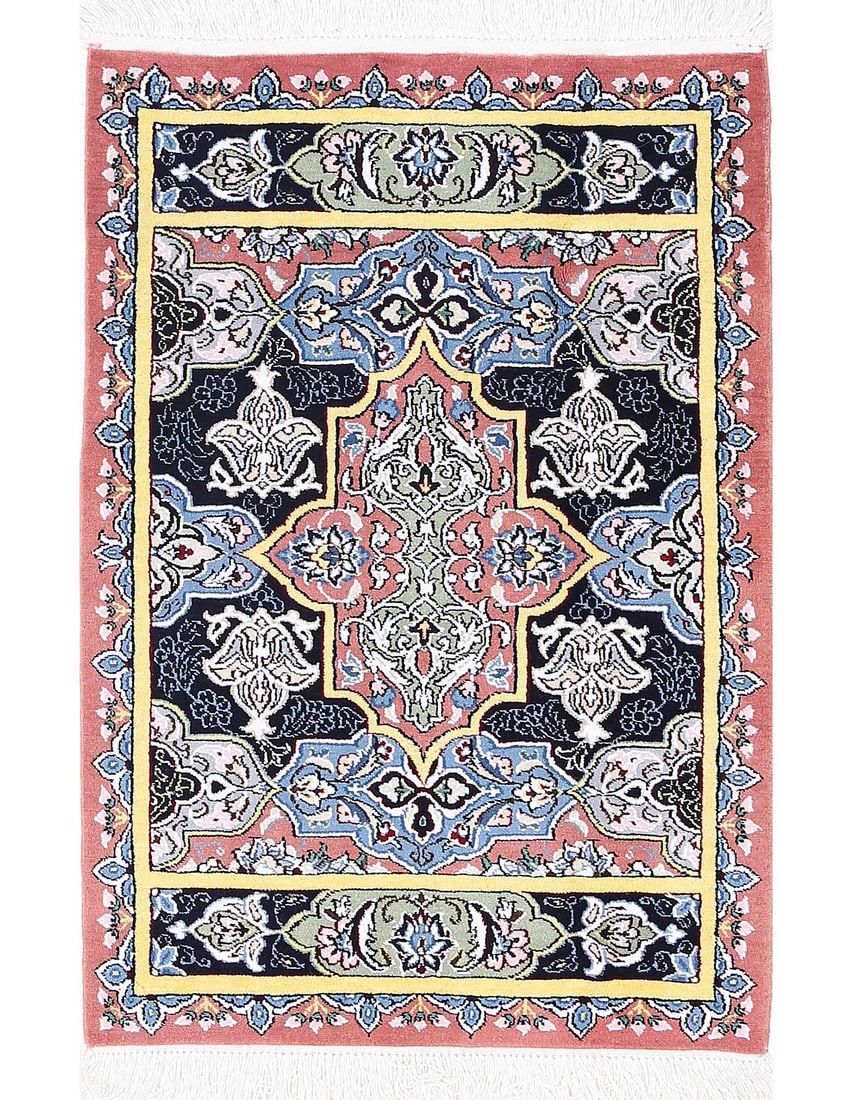 Fine Hand knotted Silk & wool Isfahan 2'1'' X 3'1'': Fine Hand knotted Silk & wool Isfahan 2'1'' X 3'1'' - New, Isfahan, Hand-Knotted, Wool & Silk, 300 -D13645- 862.This item is part of our fine auction collection which includes many fine home accessori
